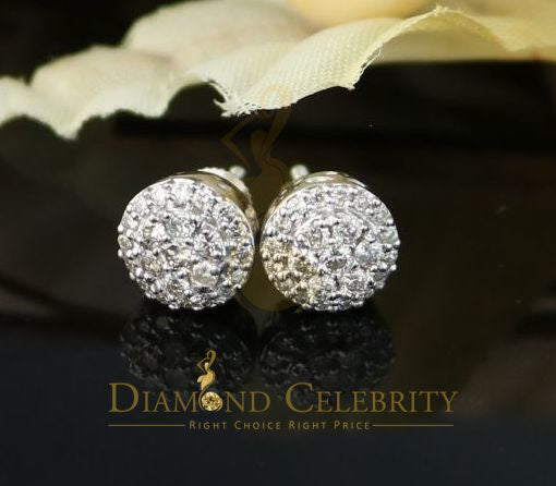 DiamondCelebritees 10K Real White Gold Real Diamond 0.55CT Men's/Women's Stud Round Earring