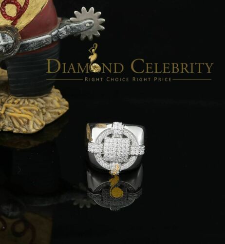 DiamondCelebritees White Silver Square 1.70ct Cubic Zirconia Men's Adjustable Ring From SZ 9 to 11
