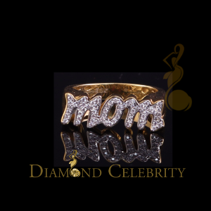 DiamondCelebritees 925 Yellow Silver 0.52ct Cubic Zirconia "MOM" Ring Size 7 Offer @ Mother's Day