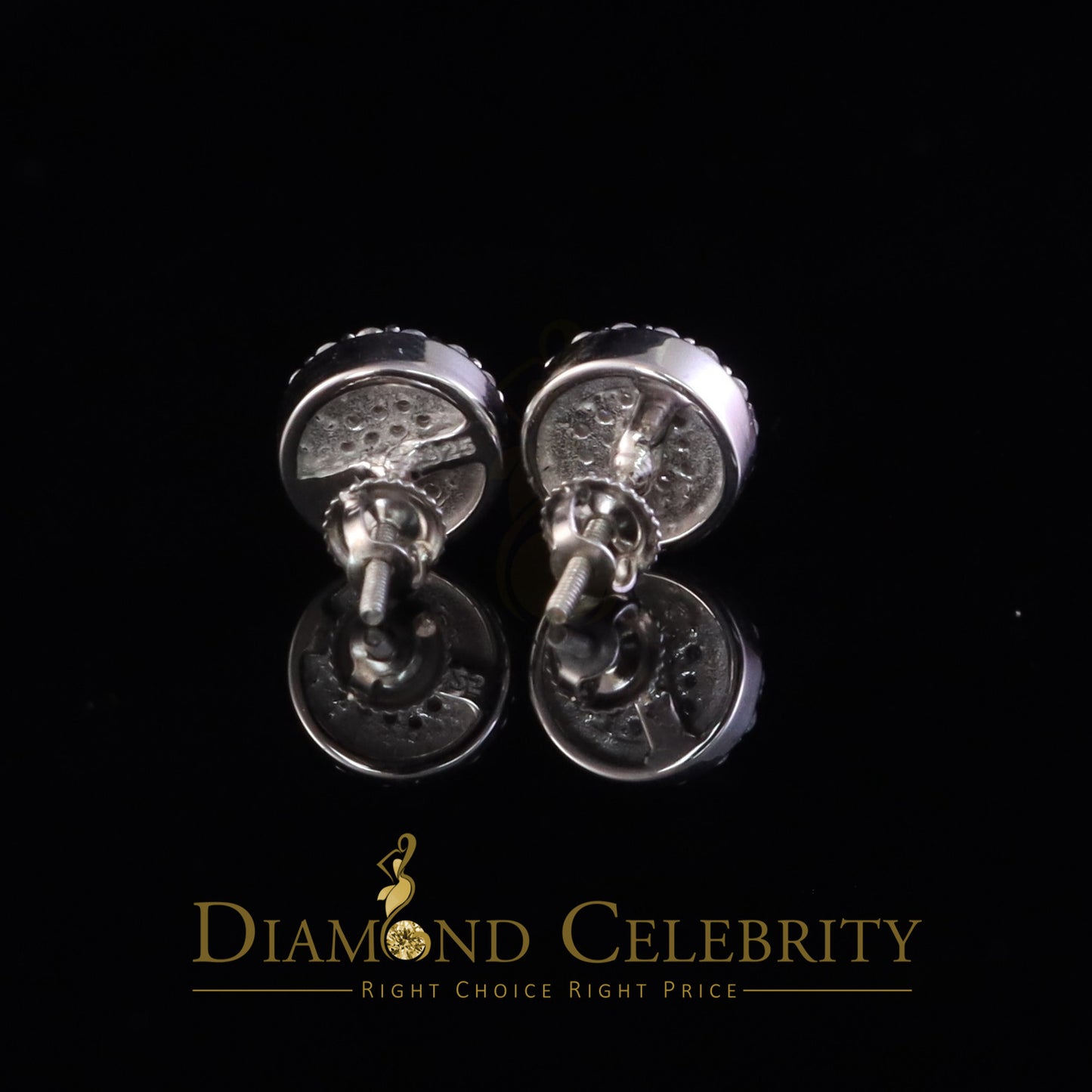 Diamondcelebritees 925 White Silver 0.66ct VVS 'D' Moissanite Round Stud Earring Men's/Womens