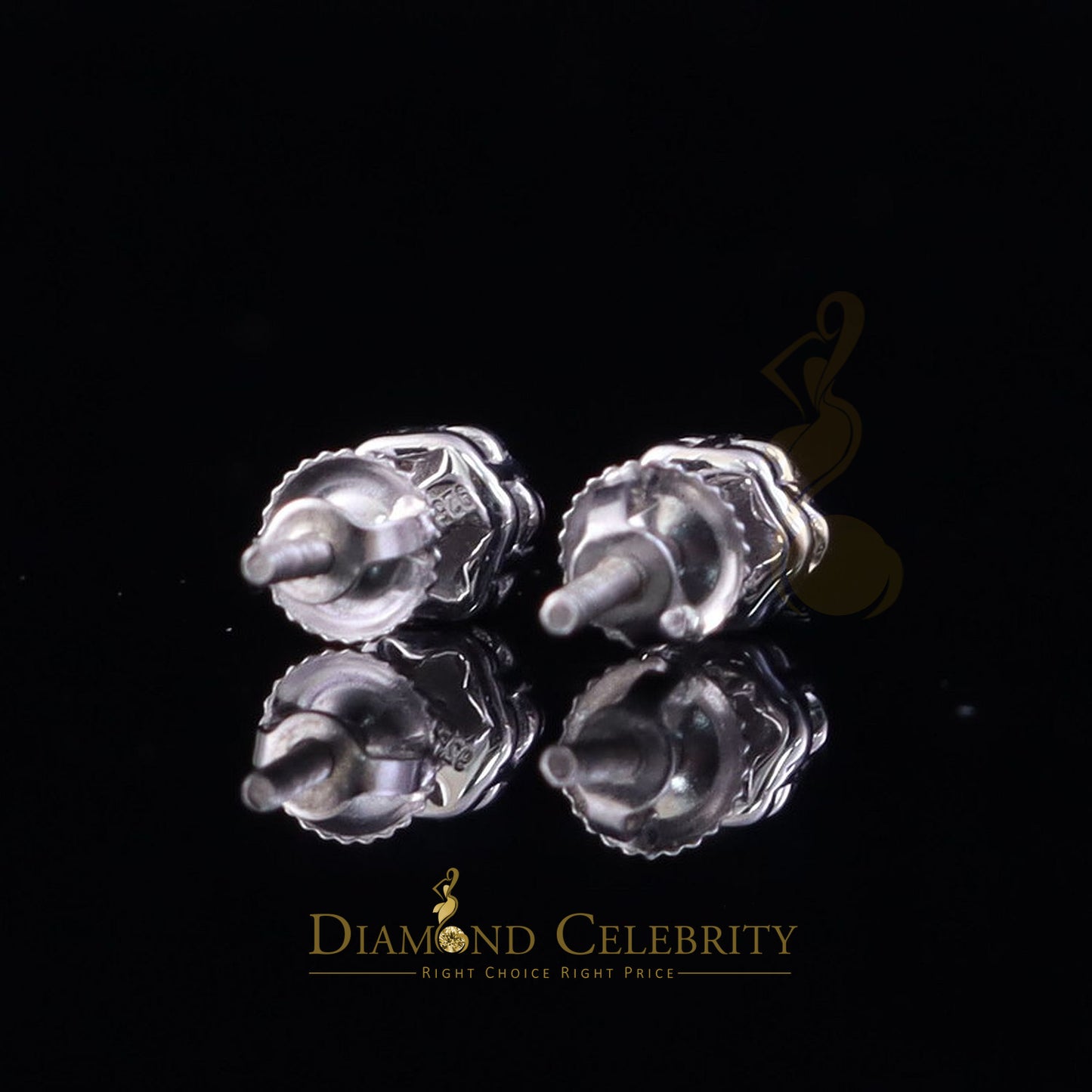 Diamondcelebritees Women's 925 Silver White 0.25ct VVS 'D' Pink Moissanite Floral Stud Earrings