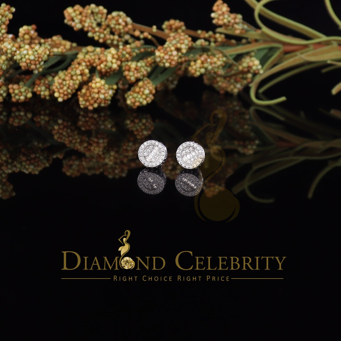 Diamondcelebritees 1.00ct VVS 'D' Moissanite Men's/Womens 925 Silver White Round Stud Earrings