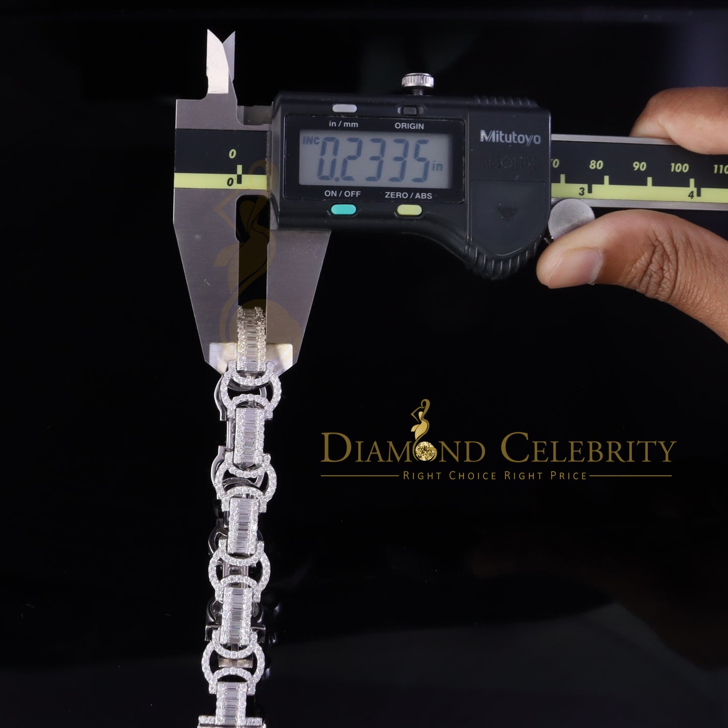 Diamondcelebritees 925 Moissanite Baguette Silver 9.00ct White Byzantine Bracelet 8 In. Mens/Womens