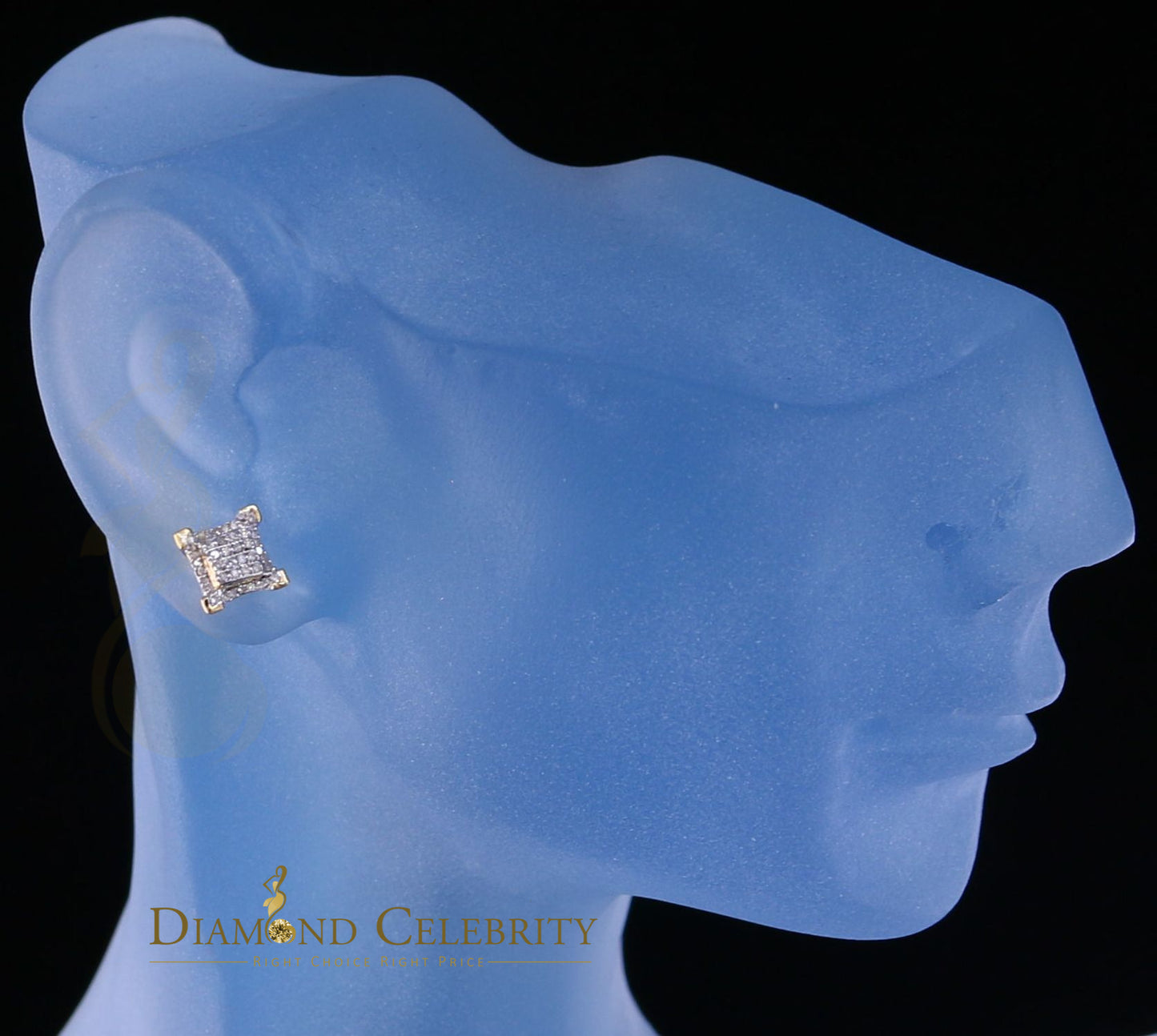 DiamondCelebritees10K Real Yellow Gold Real Diamond 0.20CT Men's/Women's Stud Micro Earring