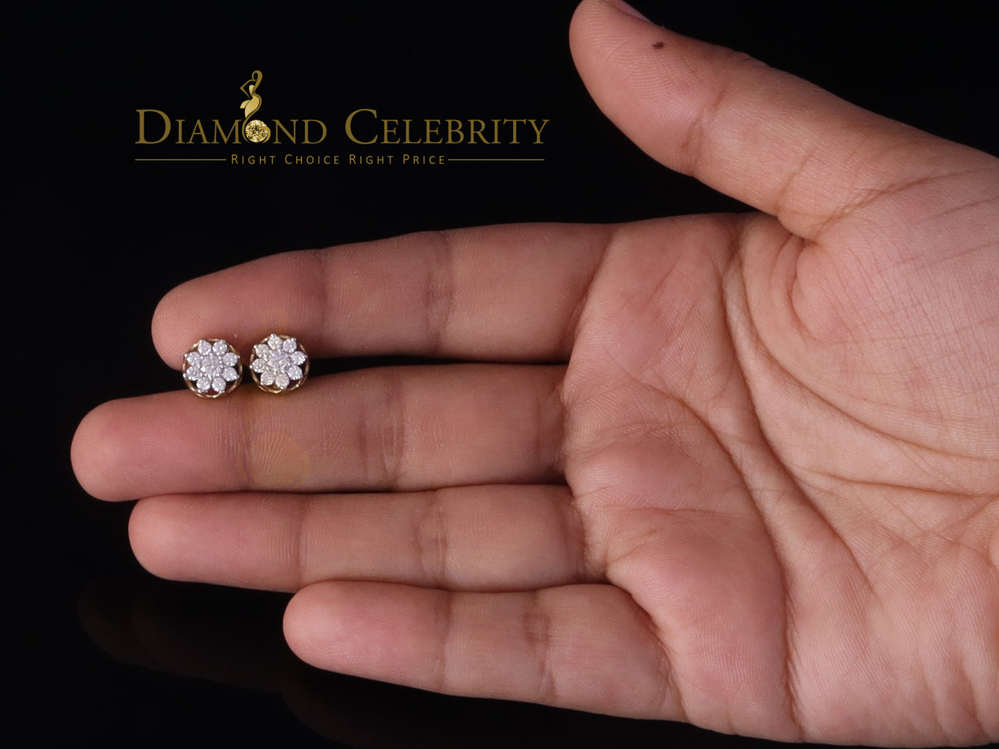 DiamondCelebritees Men's/Womens 925 Silver Yellow 0.75ct VVS 'D' Moissanite Round Stud Earrings