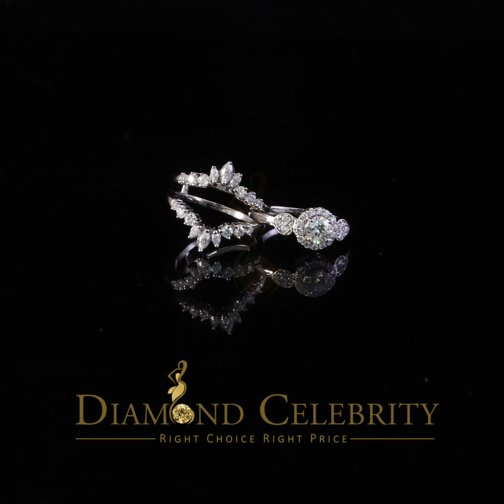 DiamondCelebritees 925 White Silver Moissanite 2.00ctVVS D Solitaire Enhancer Guard Wrap Rings