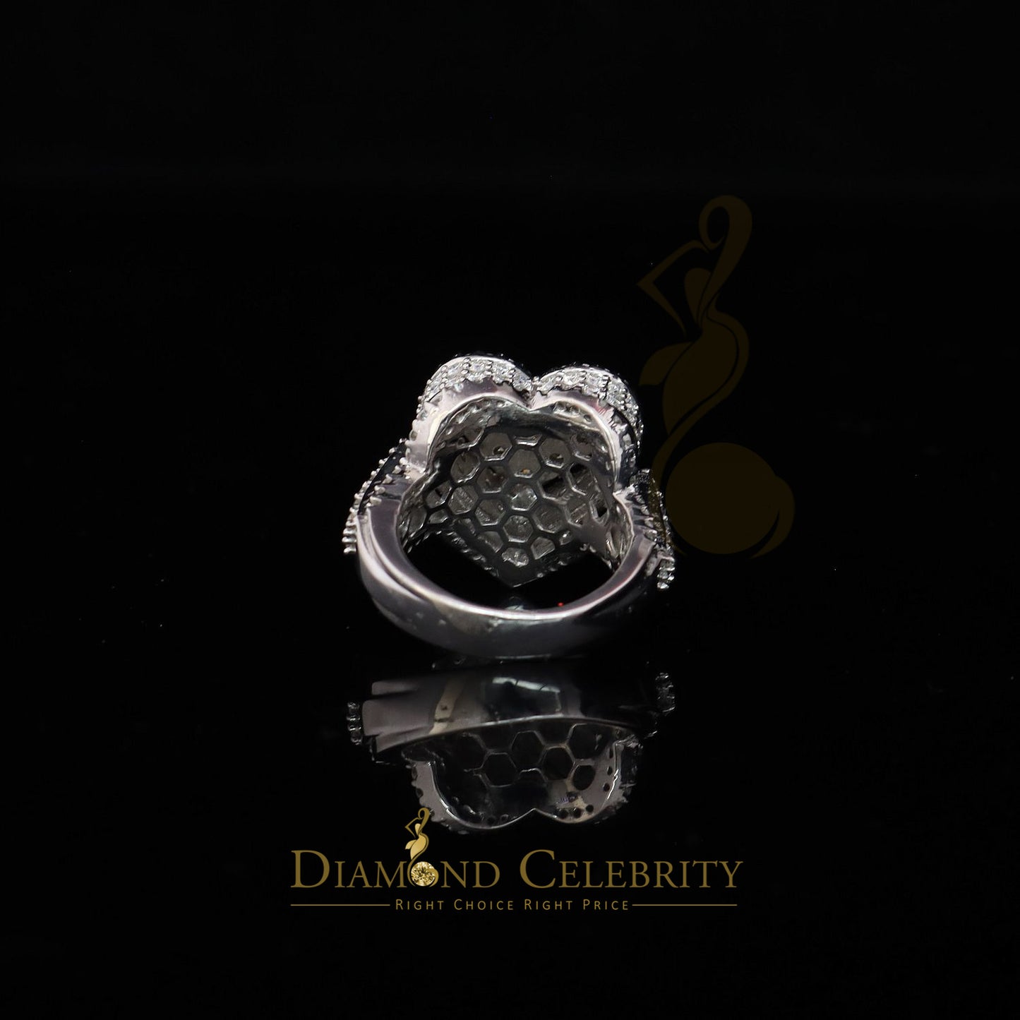 Diamondcelebritess New 5.00ct VVS D 925 Silver 3D Double Heart Moissanite Women's White Ring Sz 7
