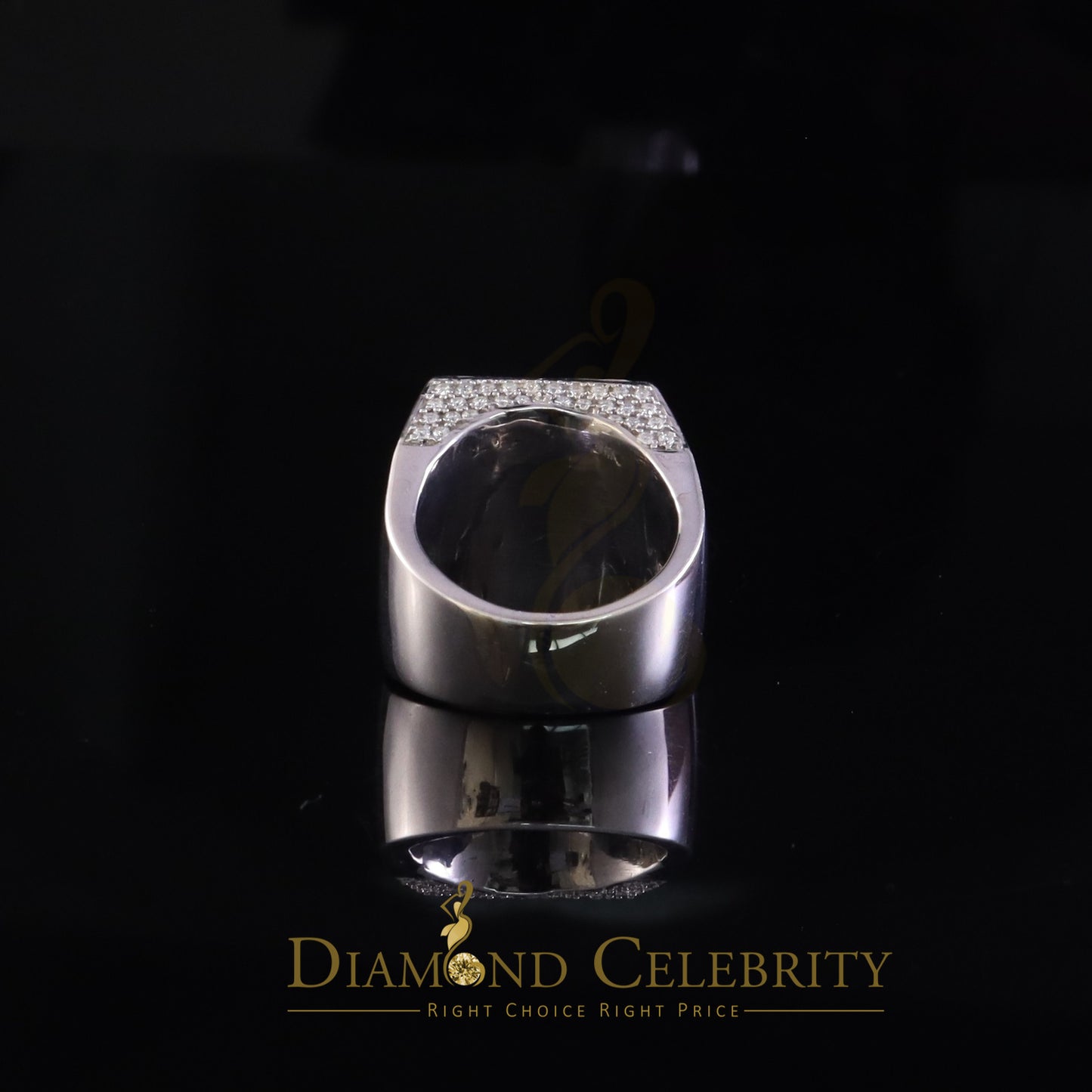DiamondCelebritees Men's for 925 White Silver 4.00ct VVS 'D' Moissanite 3D Square Rings Size 10