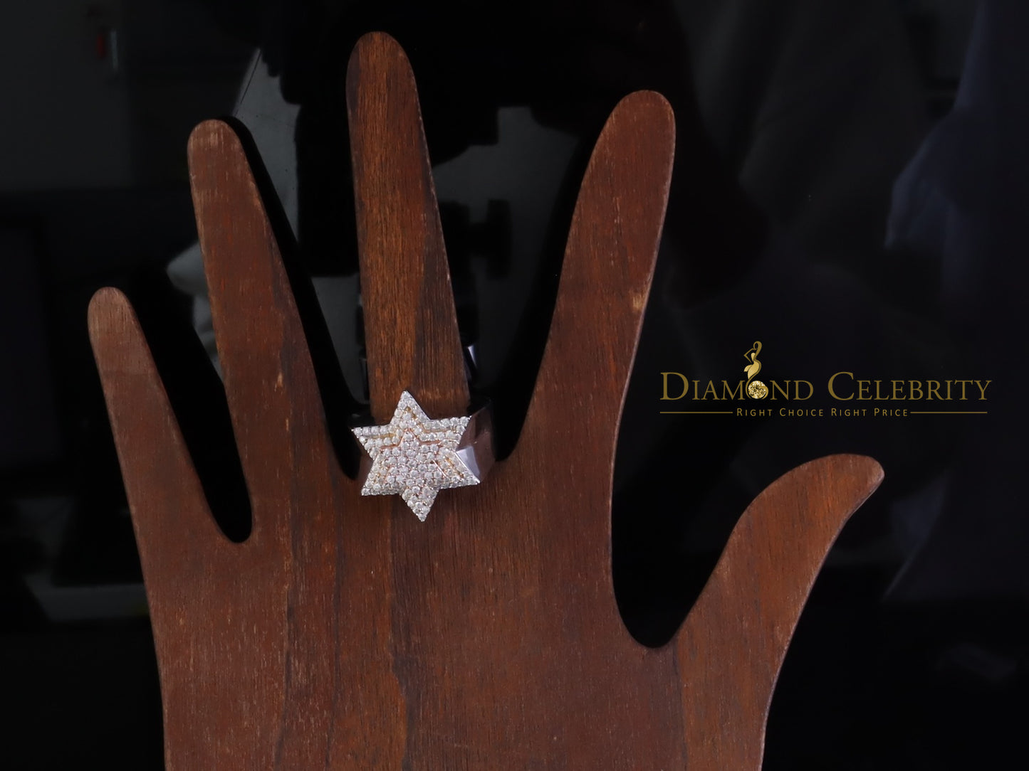 DiamondCelebritees 2.50ct VVS 'D' Moissanite White Men's Six Pointed Star of David Silver Ring Sz9