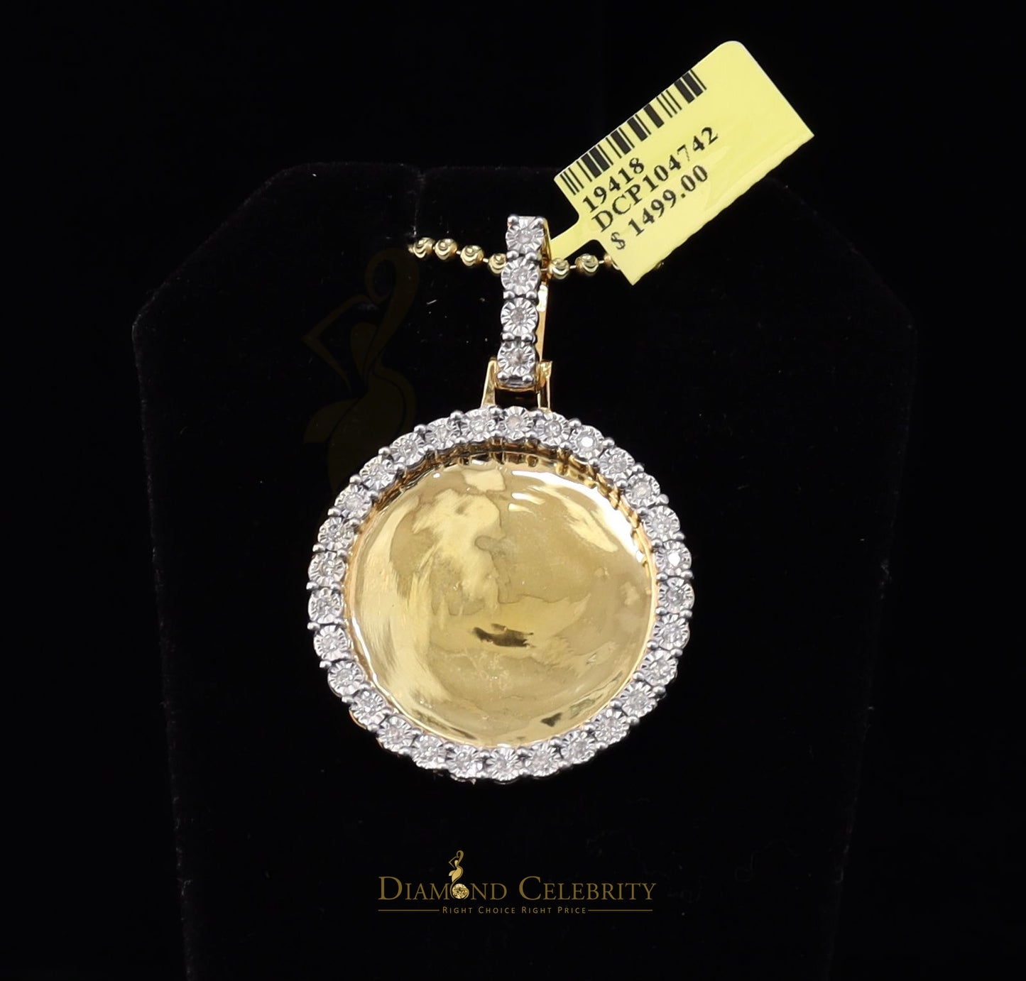 DiamondCelebritees Real 0.66ct Diamond Sterling Silver 1.25" PICTURE Charm Fashion Yellow Pendant