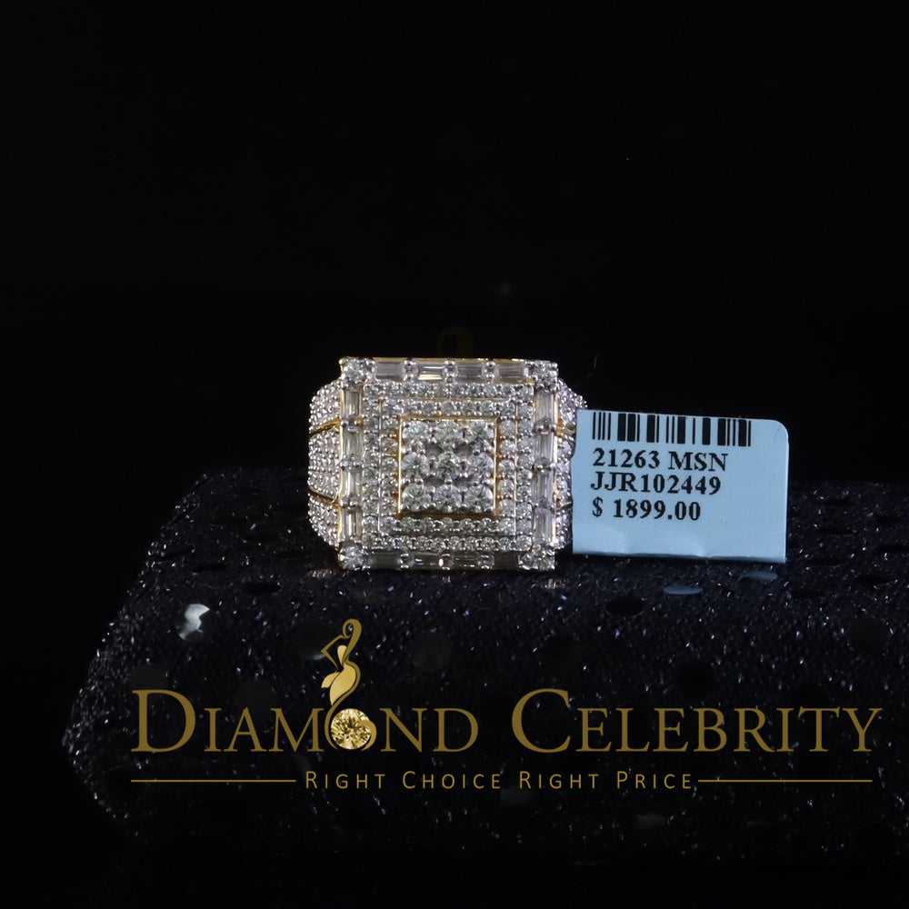 DiamondCelebritees Yellow 925 Silver 5.00ct VVS 'D' Moissanite Stone Rectangle Rings Size 10 Men's