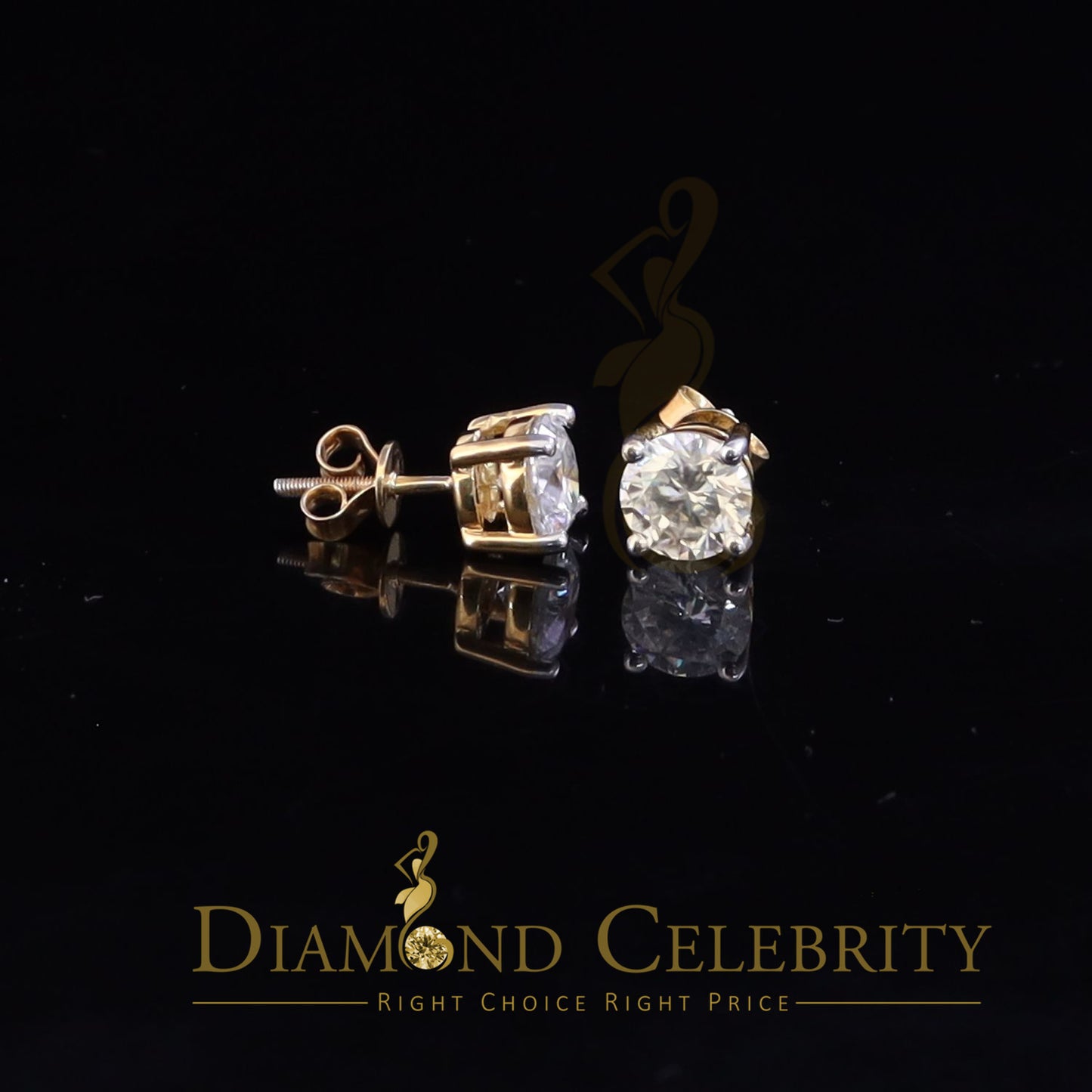 DiamondCelebritees Mens & Womens stud 925 silver Yellow 3.00ct VVS 'D' Color Moissanite Earrings
