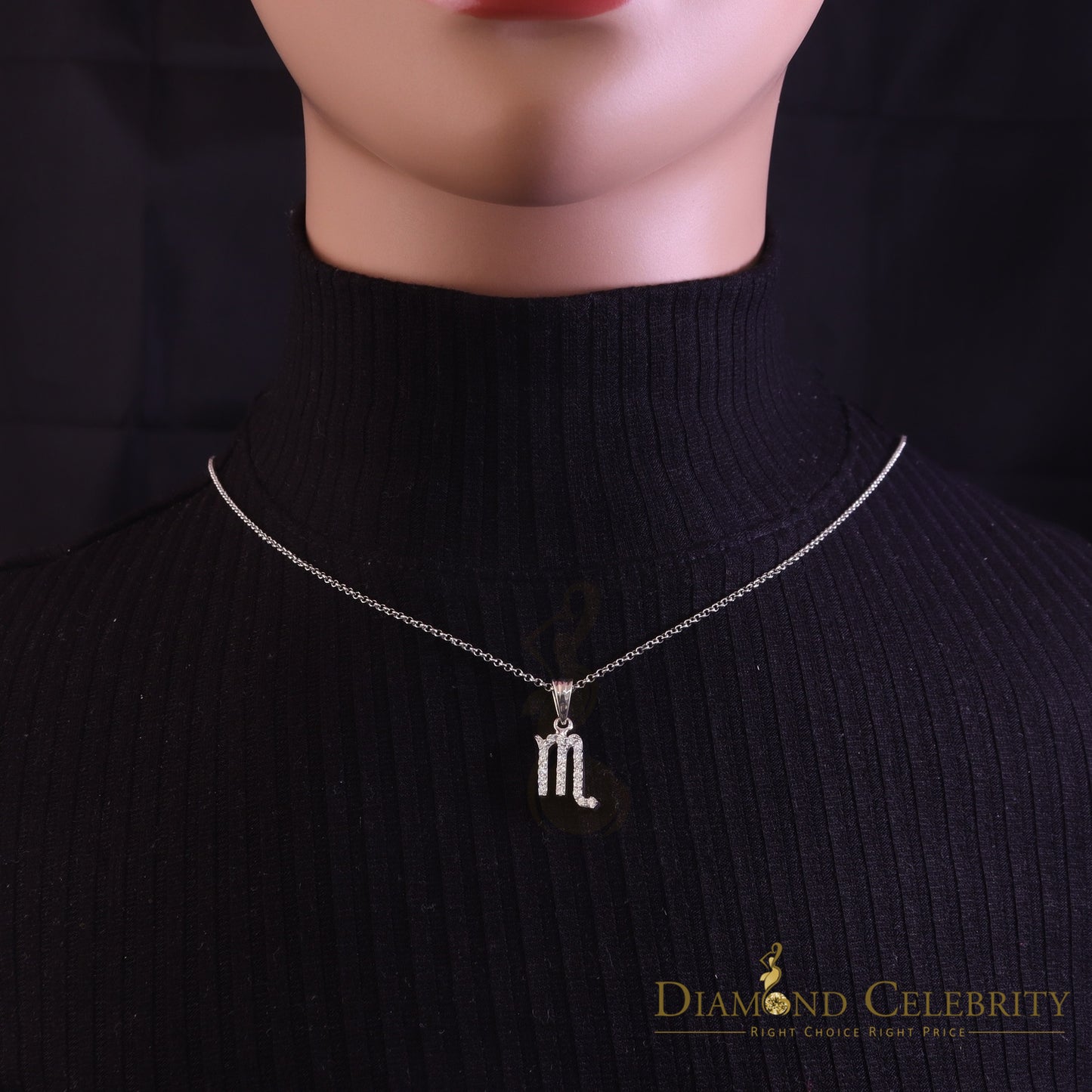 DiamondCelebritees 0.55ct Cubic Zirconia White Silver SCORPION NOVEMBER Month Pendant Men & Women