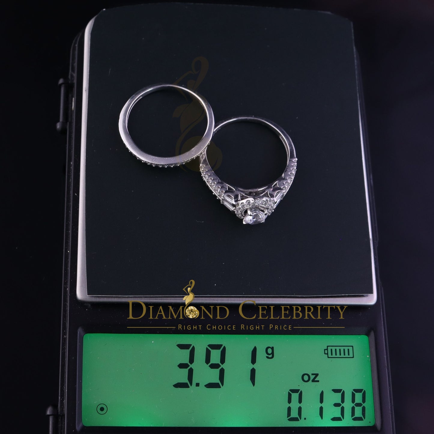 DiamondCelebritees 1.75ct Cubic Zirconia 925 White Silver Men;s/Womens Round Bridal Ring Size 7