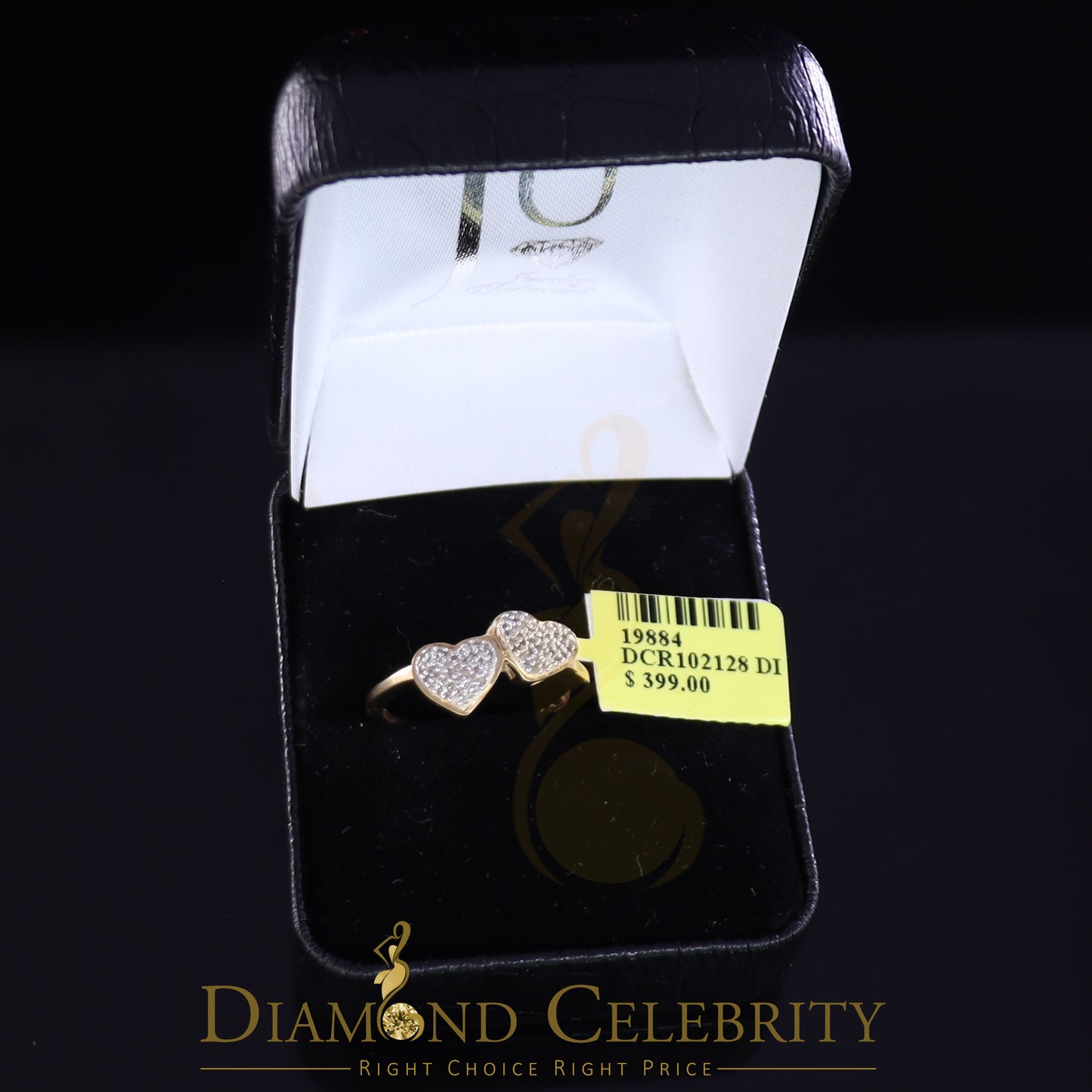 DiamondCelebritees Real Diamond 0.40 CT 925 Sterling SilverYellow Heart Shape Womens Ring Size7