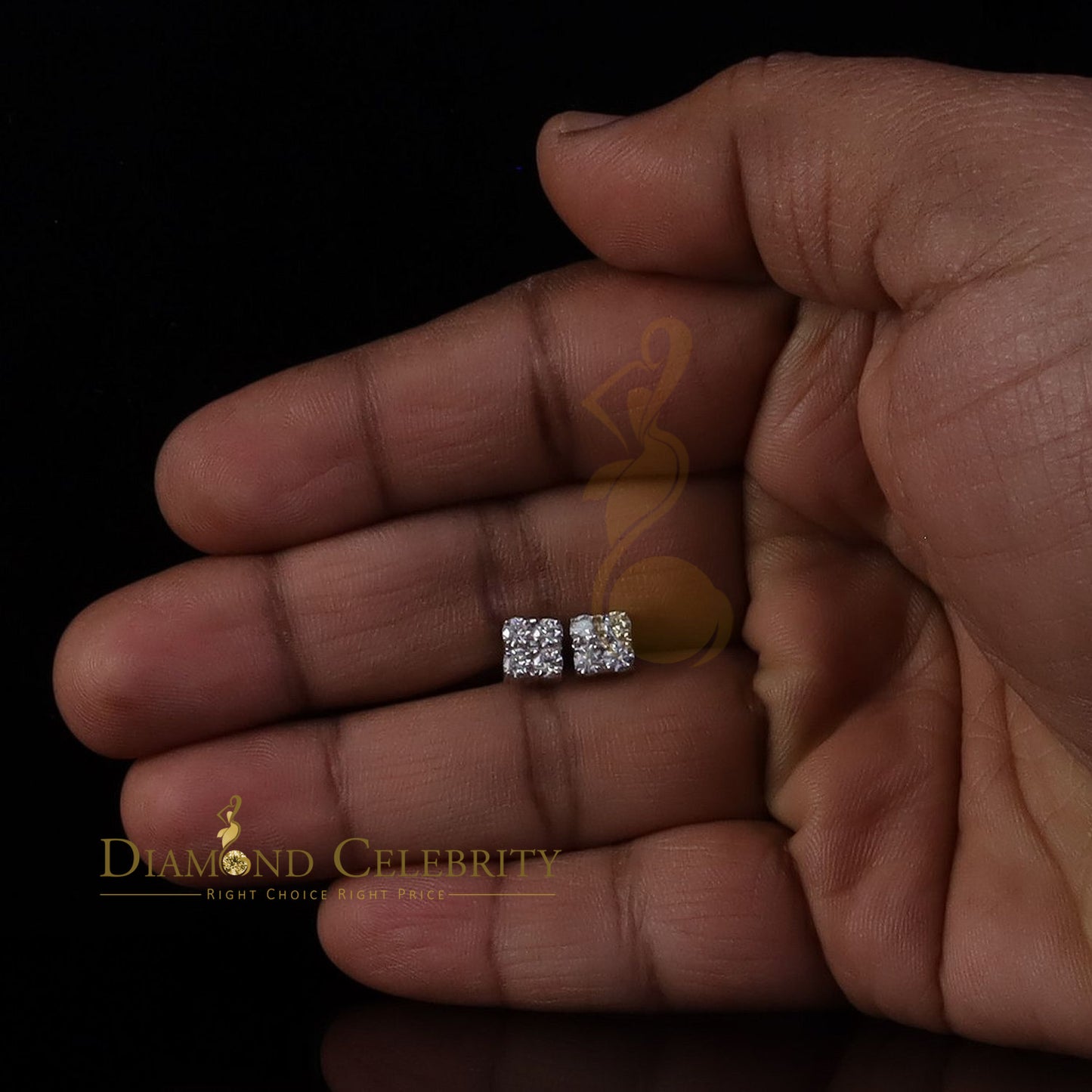 Diamondcelebritees Men's/Women's 1.00ct VVS 'D' Moissanite 925 Silver White 4 stone Stud Earrings