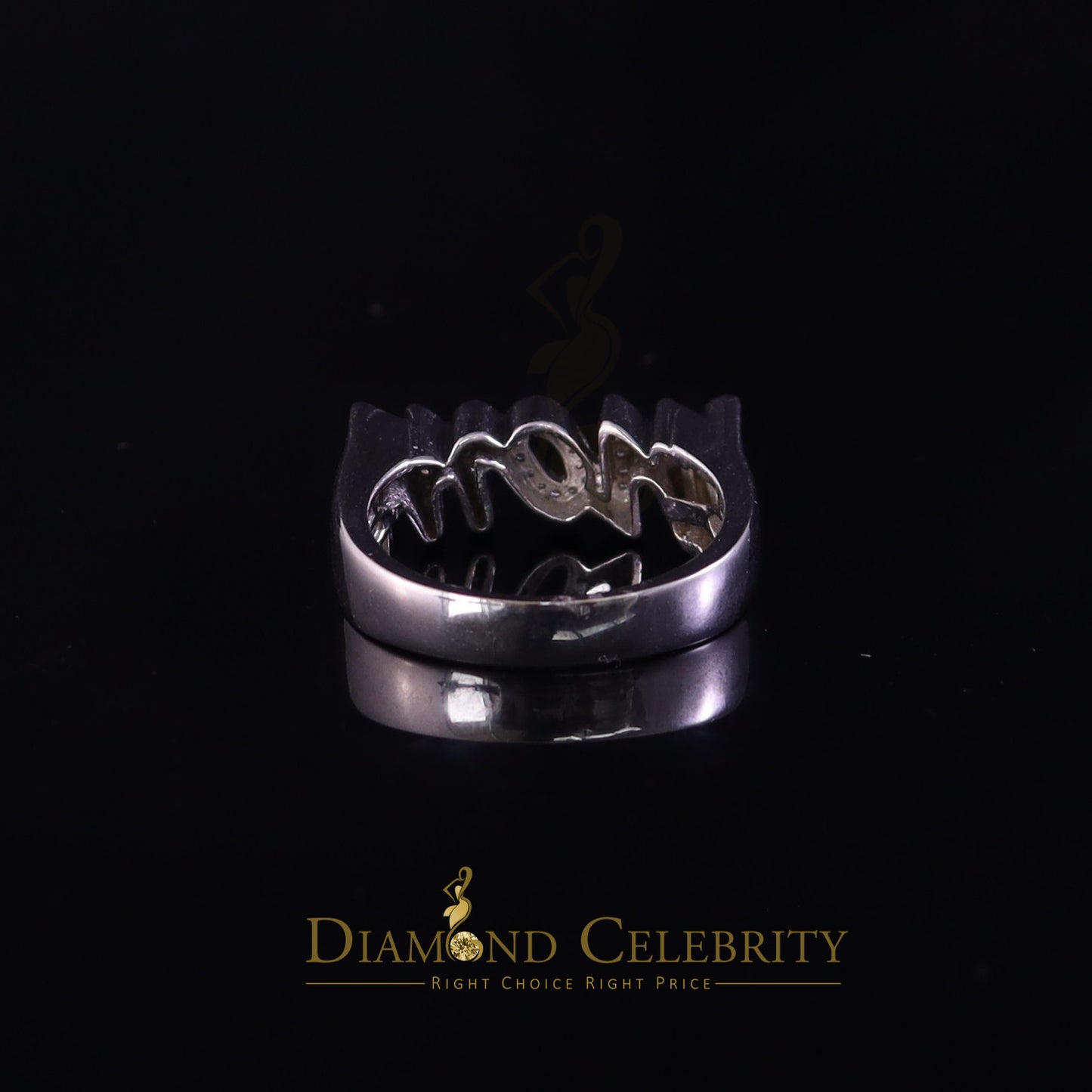 DiamondCelebritees 0.25 CT Real Diamond Mom Ring 925 Sterling White Silver Fashion Womens in Size 7