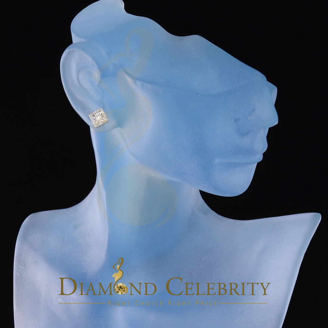 DiamondCelebritees 925 White Silver 0.20ct Diamond Women's/ Men's Stud Square Fashion Earrings