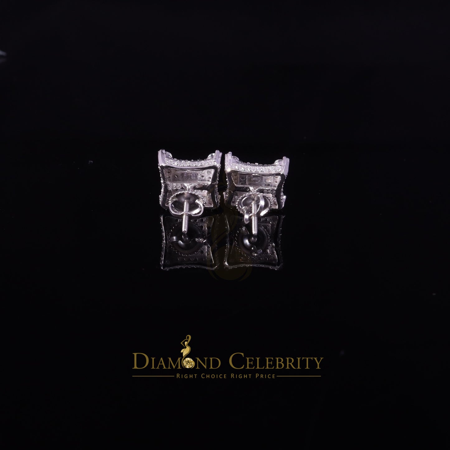 Diamondcelebritees Men's/Womens 925 Silver White 1.25ct VVS 'D' Moissanite Kite Stud Earrings