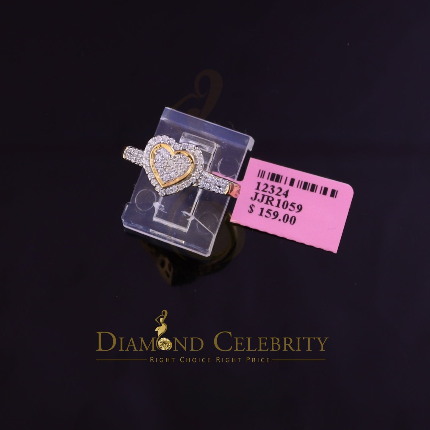 DiamondCelebritees 925 Silver 0.59ct Shiny Cubic Zirconia Yellow Heart Engagement Womens Ring SZ 7