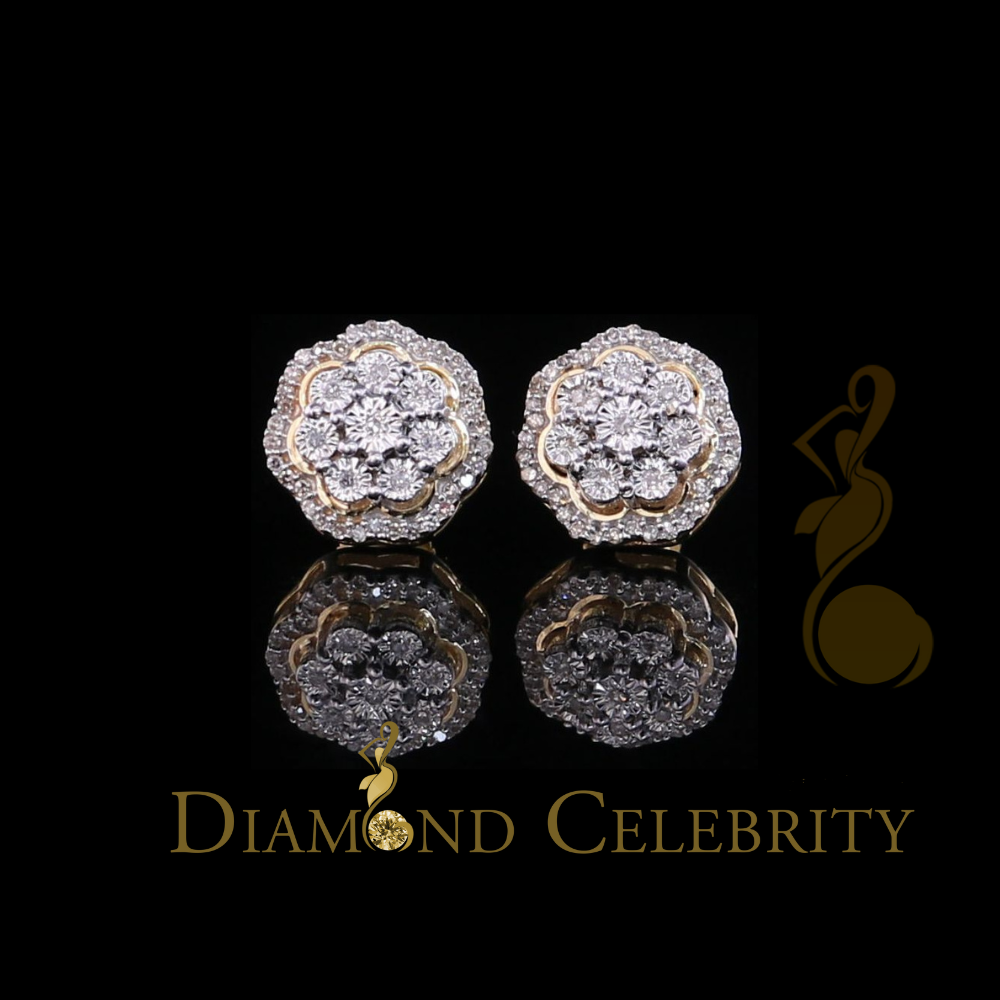 DiamondCelebritees10K Real Yellow Gold Real Diamond 0.25CT Men's/Women's Stud Micro Earring
