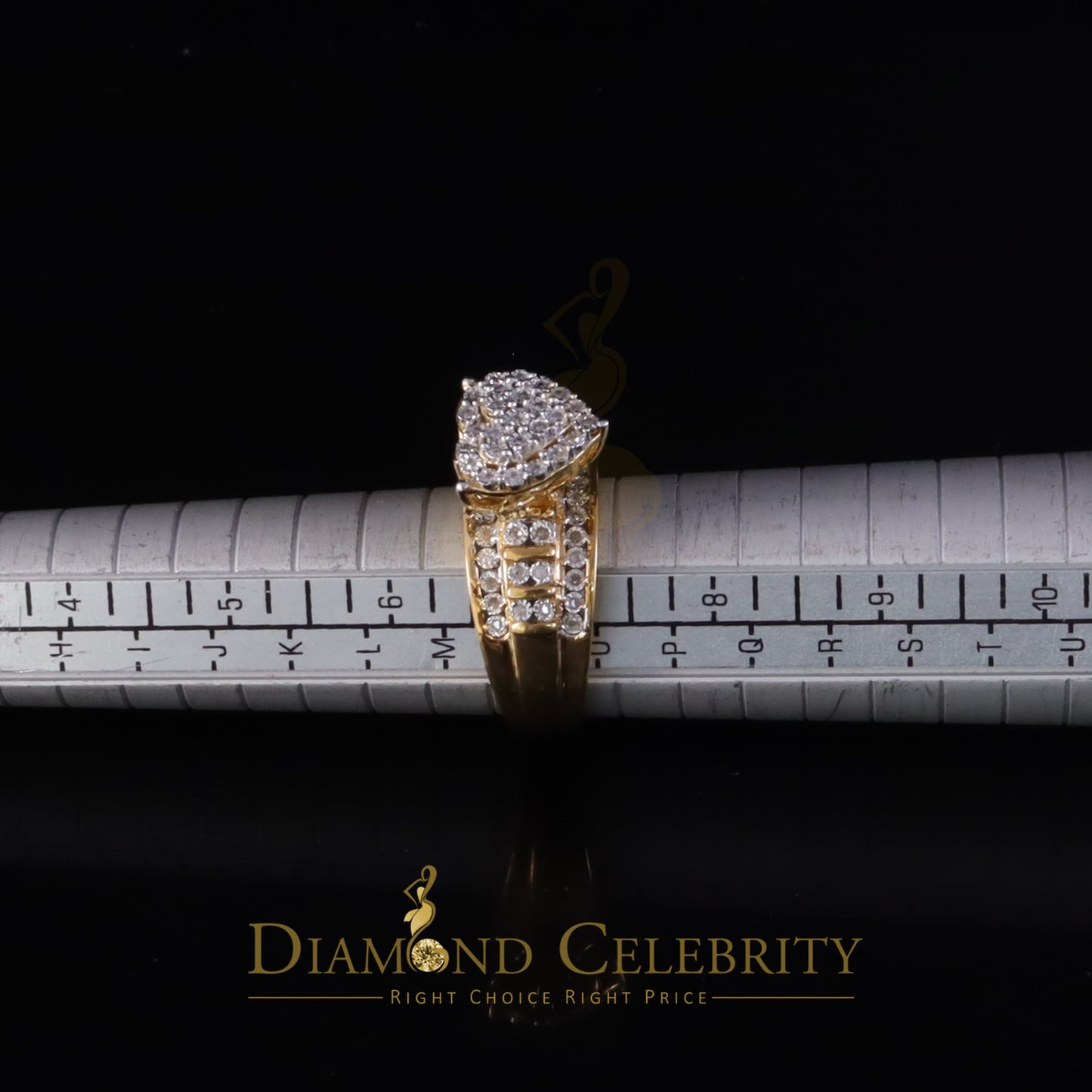 DiamondCelebritees Cinderella Real Diamond 0.25ct Heart Ring SZ7 Real 925 Yellow Silver for Women