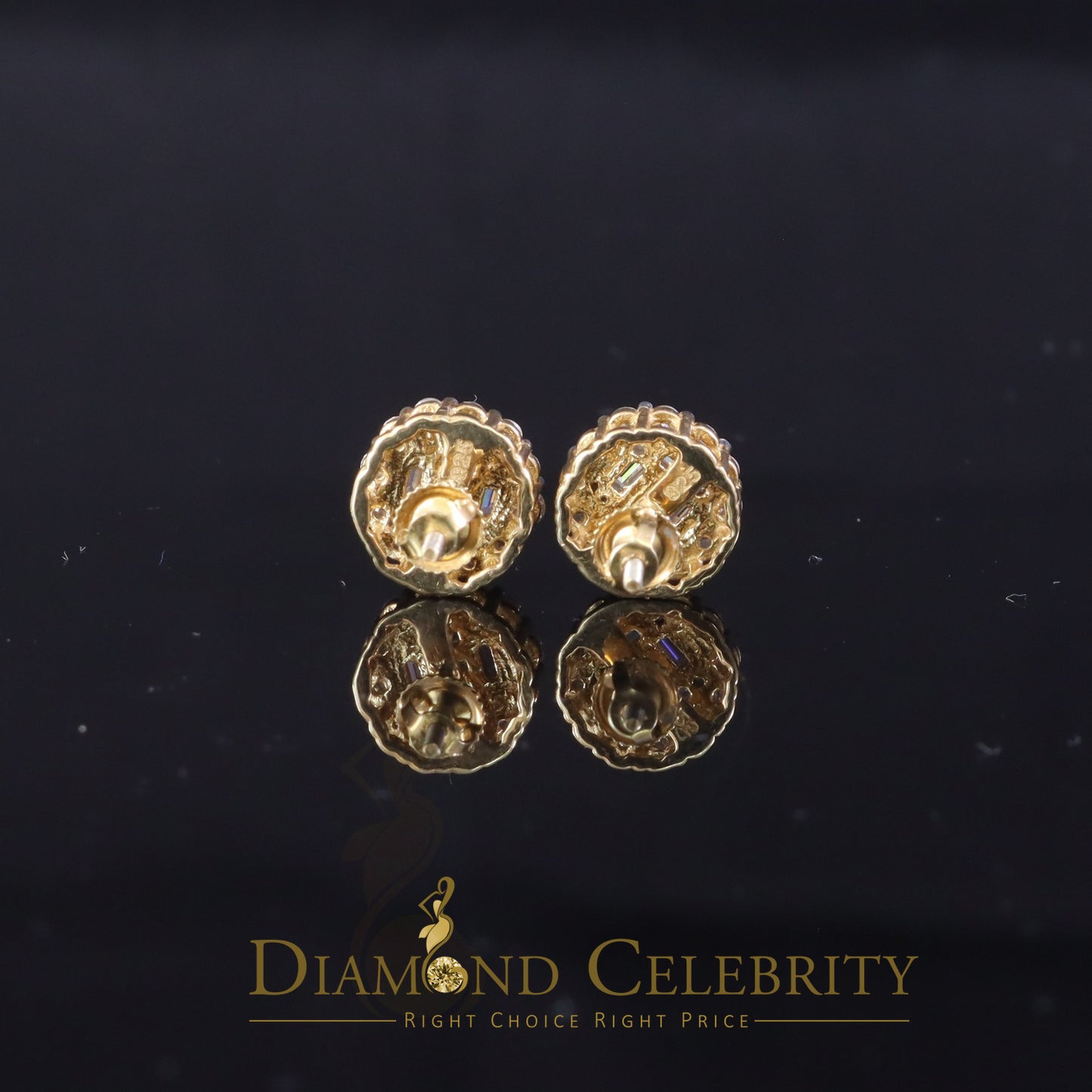 DiamondCelebritees Men's/Womens Sterling Silver Yellow 1.50ct VVS 'D' Moissanite Round Stud Earring