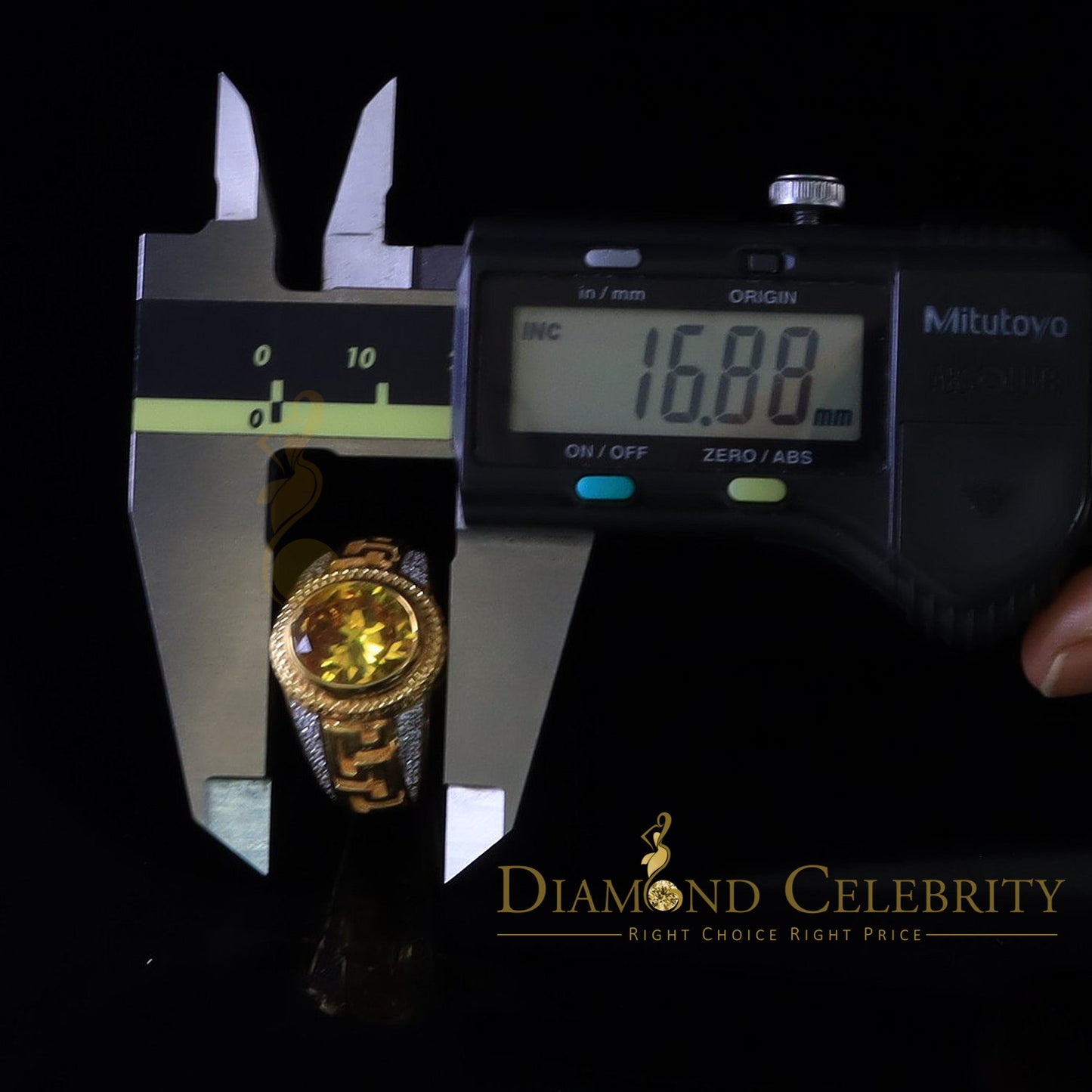 DiamondCelebritees 8.10ct Yellow Silver Oval Cubic Zirconia Men Adjustable Ring From SZ 9 to 11