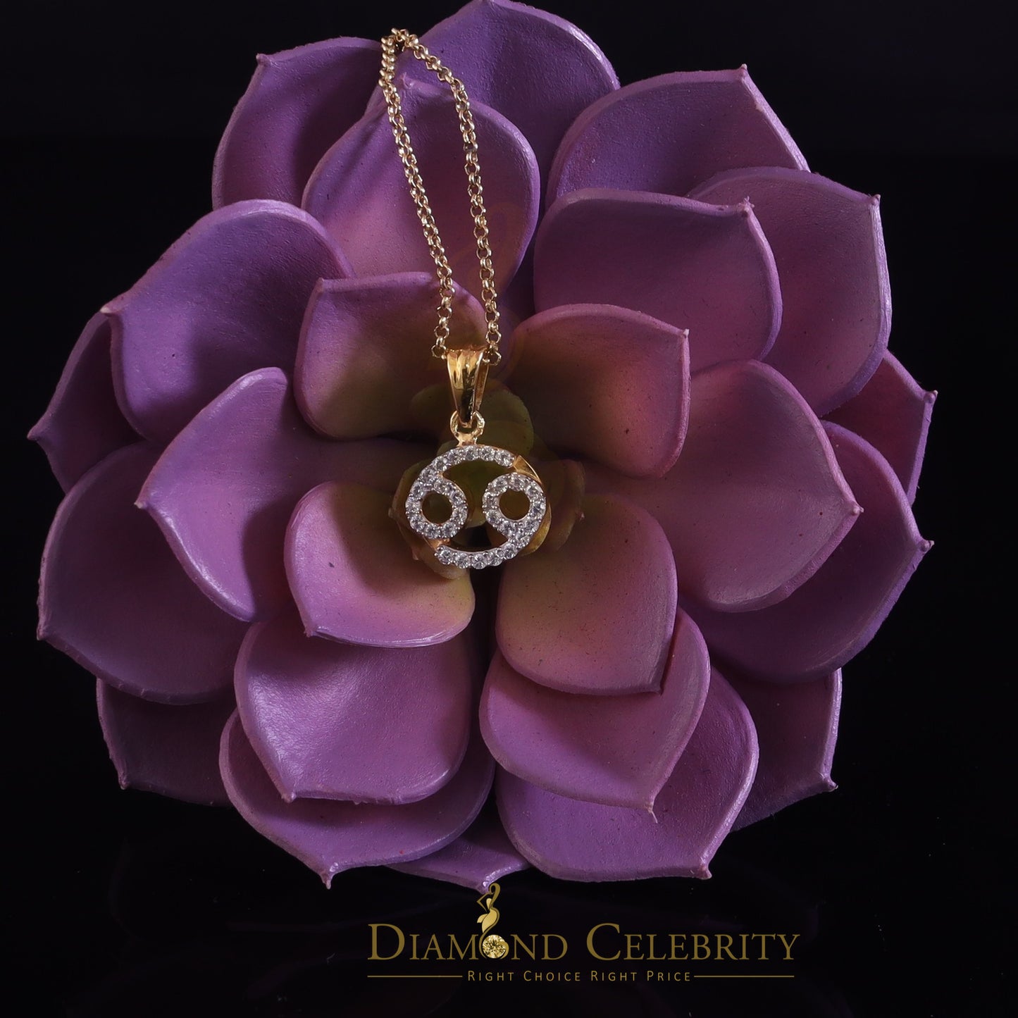 DiamondCelebritees 0.70ct Cubic Zirconia Yellow Silver CANCER JULY Month Pendant Men's & Women's