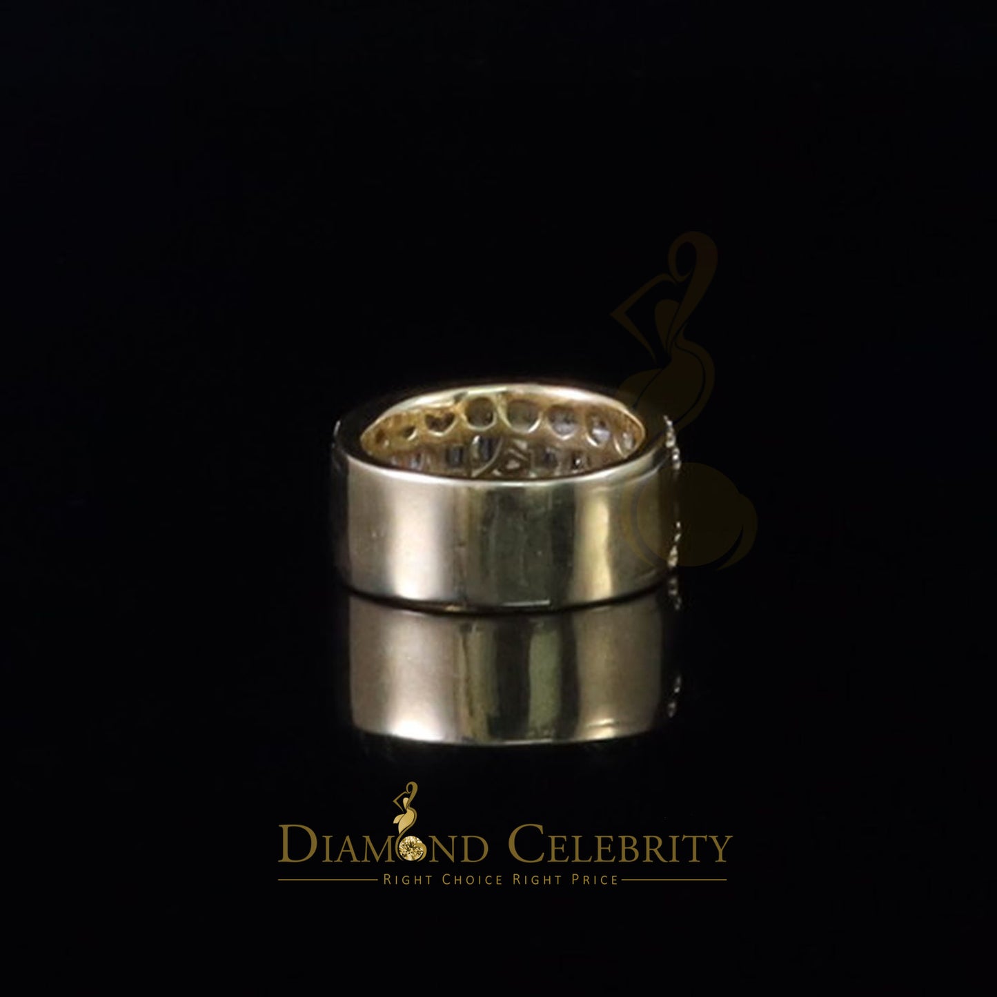DiamondCelebritees Sterling Yellow Silver 4.50ct Cubic Zirconia ROUND Band Men's Ring Size 8.5