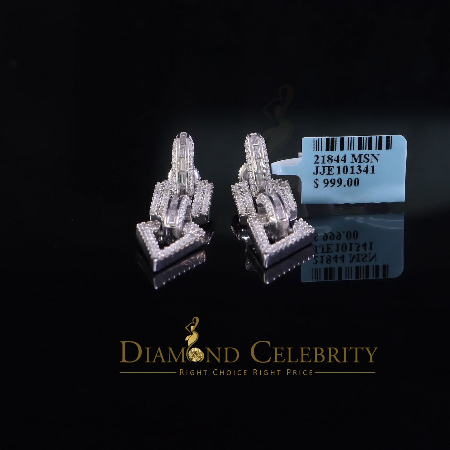 Diamondcelebritess New Dangling 925 Silver White 2.00CT VVS 'D Bugget Rd Moissanite Womens Earrings