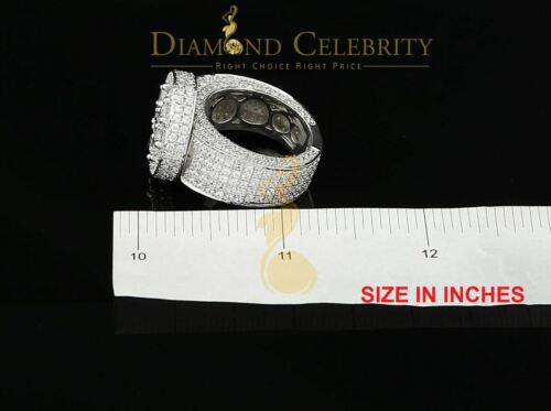 DiamondCelebritees White 925 Silver Sterling 14.00ct Round Cubic Zirconia Fashion Men's Ring SZ9.5