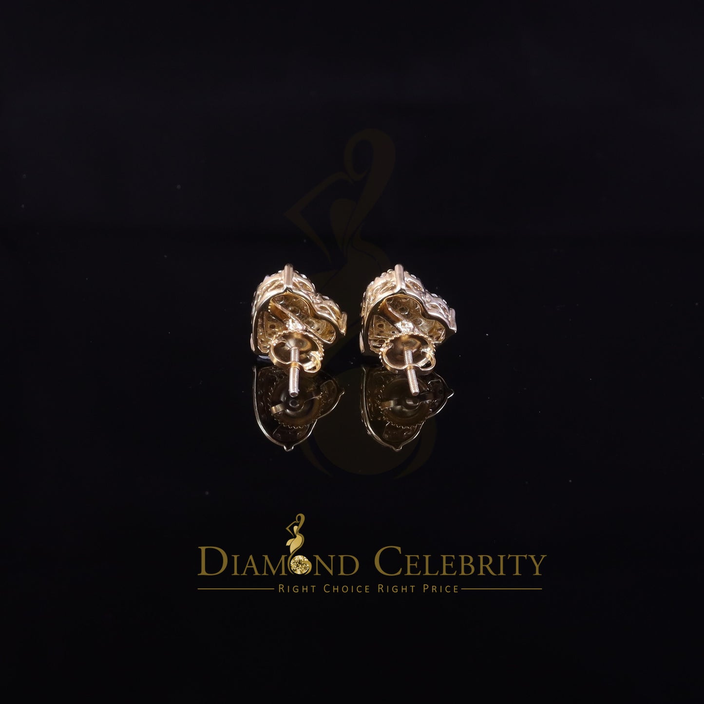 DiamondCelebritees Men's/Womens 925 Silver Yellow 1.25ct VVS 'D' Moissanite 3D Heart Stud Earrings