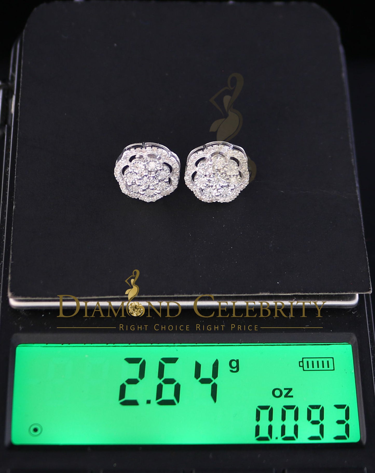 DiamondCelebritees 0.40ct Diamond 925 Sterling Silver White Floral Earrings For Men's / Women's