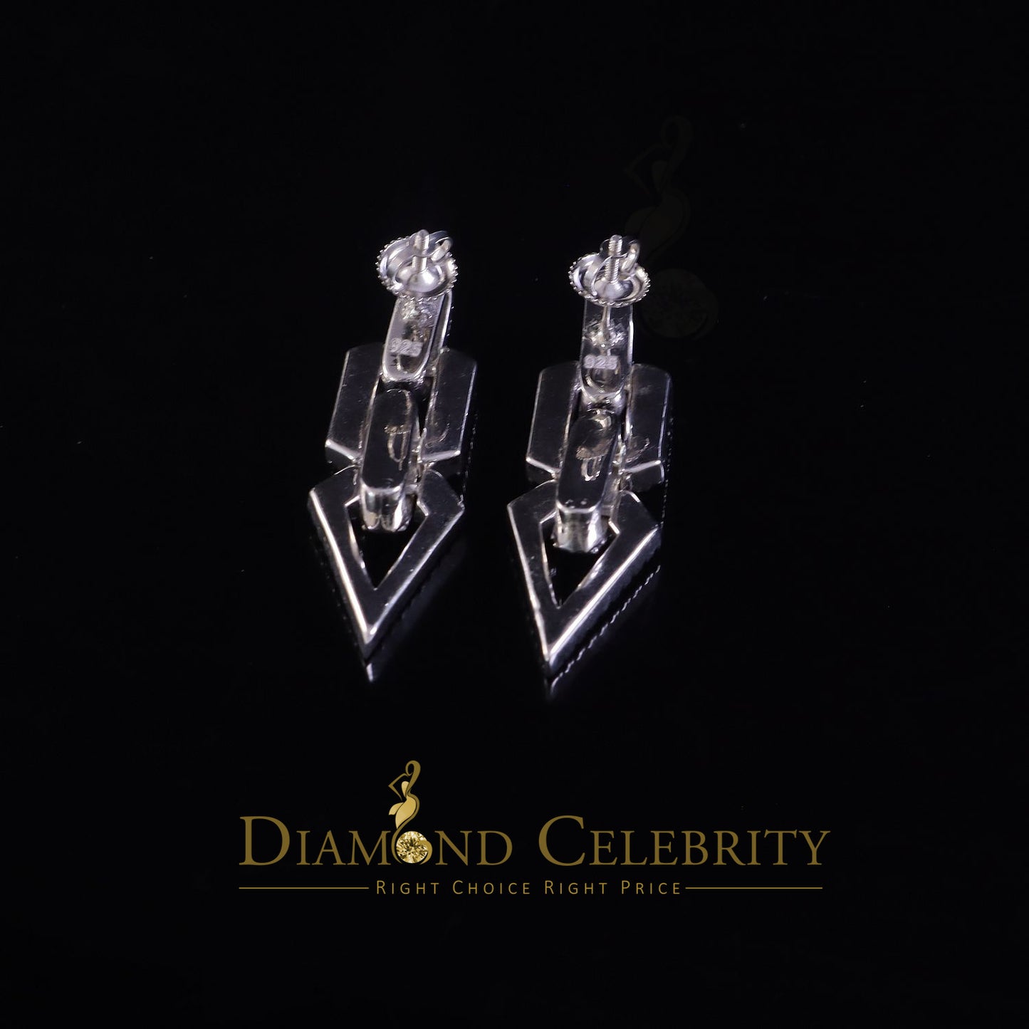Diamondcelebritess New Dangling 925 Silver White 2.00CT VVS 'D Bugget Rd Moissanite Womens Earrings