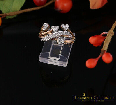 DiamondCelebritees Real 0.05CT Real Diamond Real 10kt Yellow Gold Womens HEART ARROW Ring Size 6.5