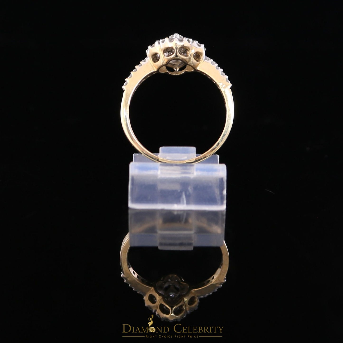 DiamondCelebritees Real 14K Yellow Gold with 0.50CT Real Diamond Floral Shape Womens Ring Size 7