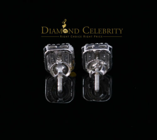 DiamondCelebritees 925 Hip Hop White Sterling Silver 0.64ct Cubic Zirconia Women's Square Earrings