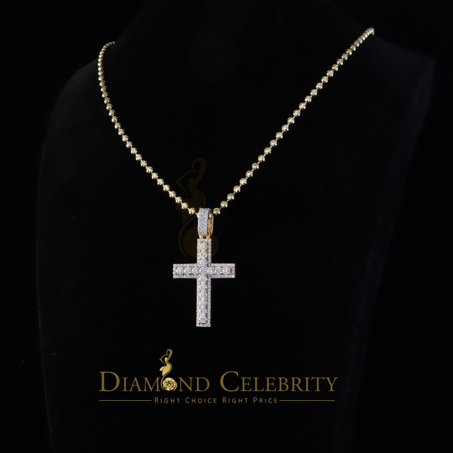 Diamondcelebritees Big Men's New Charm Cross 925 Yellow Silver Moissanite 2.50ct VVS D Clr Pendant