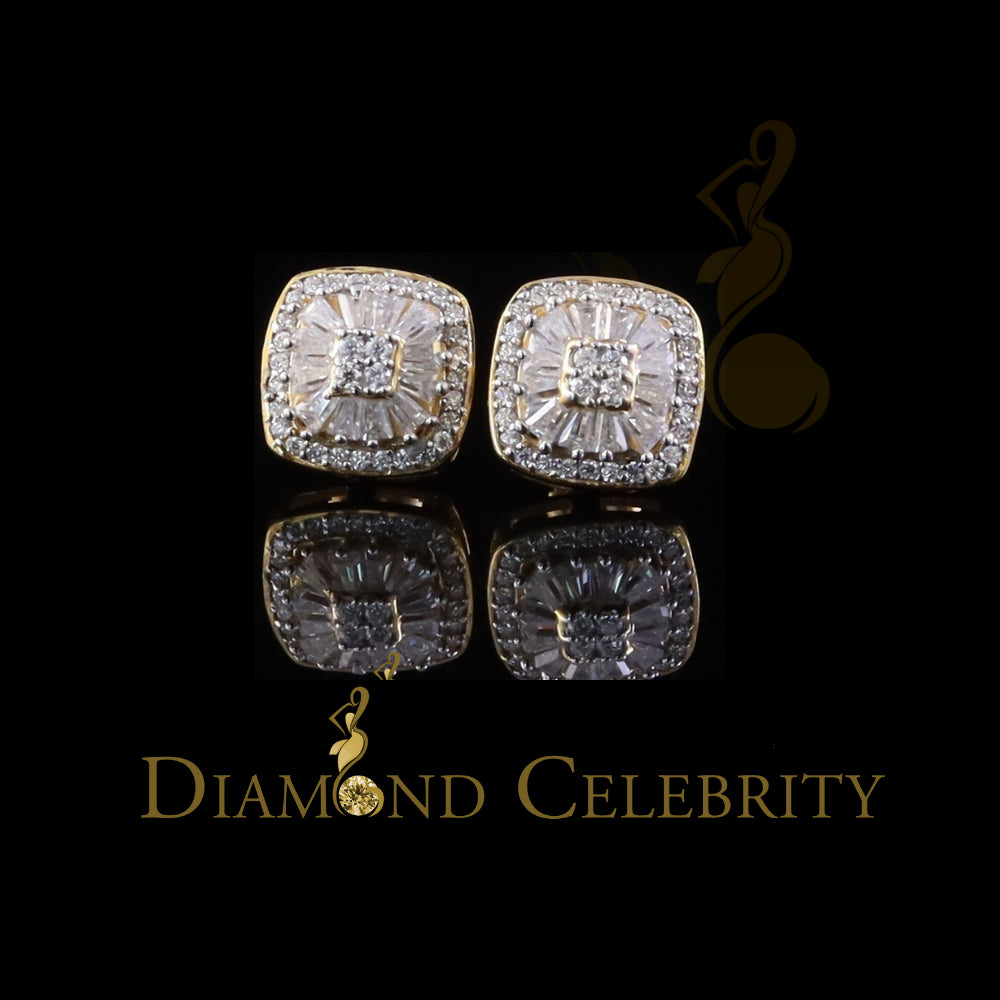 DiamondCelebritees Yellow 925 Silver 1.00ct VVS 'D' Moissanite Square Stud Earring Men's/Womens