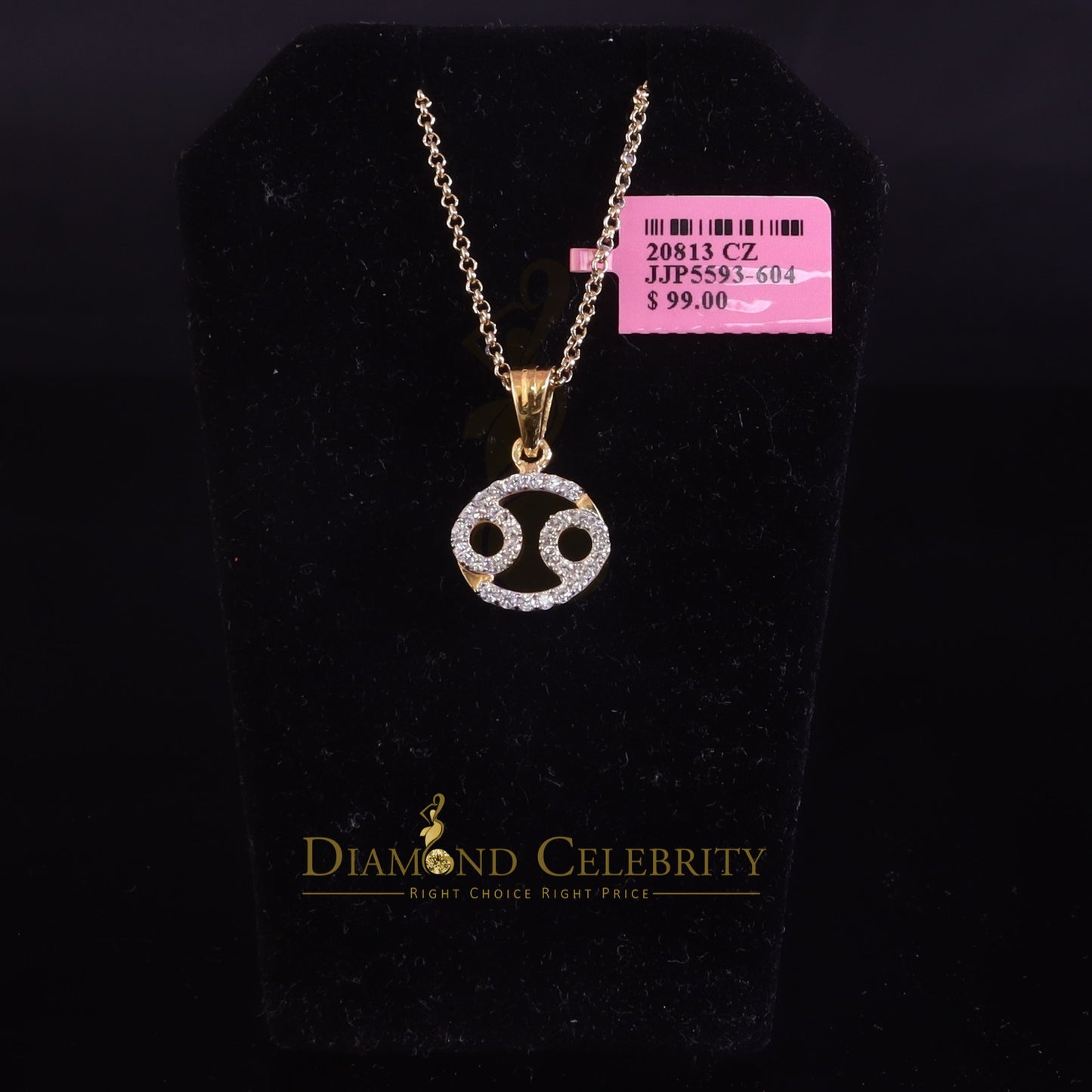 DiamondCelebritees 0.70ct Cubic Zirconia Yellow Silver CANCER JULY Month Pendant Men's & Women's