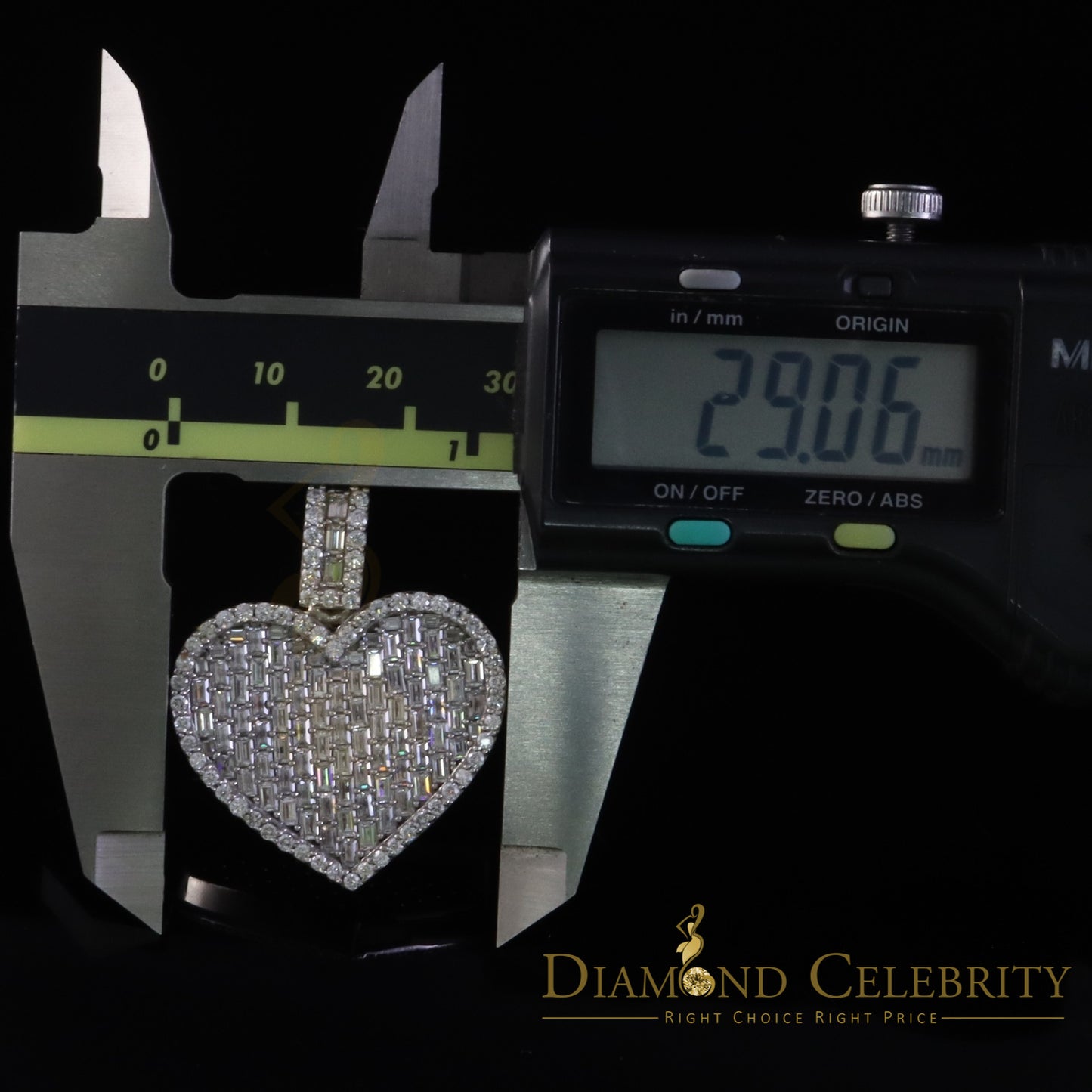 Diamondcelebritees 925 White Silver 6.50ct VVS D Clr. Moissanite Bagutte Heart Pendant Women's