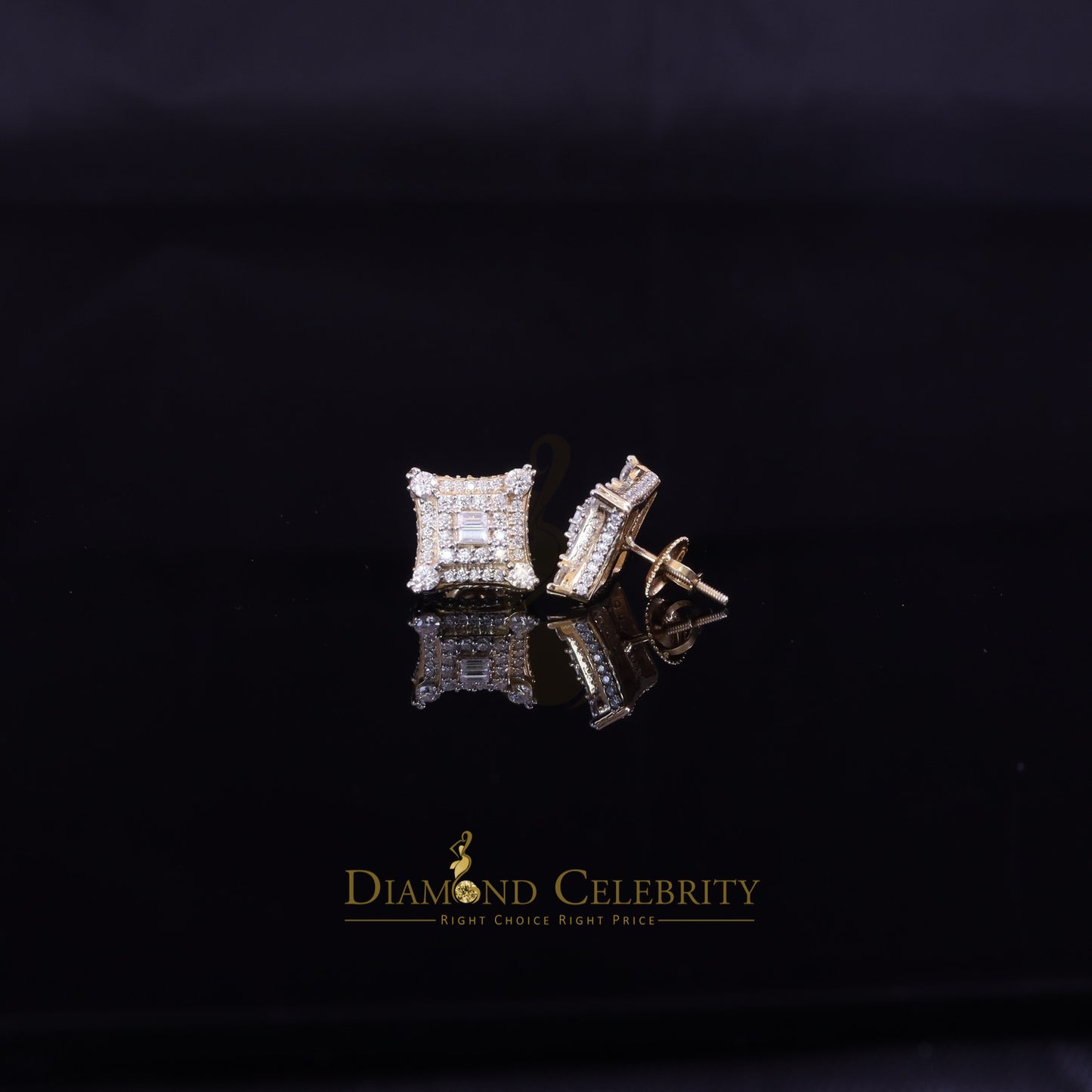 DiamondCelebritees Men's/Womens 925 Silver Yellow 0.50 ct VVS 'D' Moissanite Round Stud Earrings
