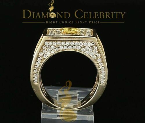 DiamondCelebritees 925 Sterling Yellow Silver Square Shape Cubic Zirconia 9.50ct Womens Ring Size7