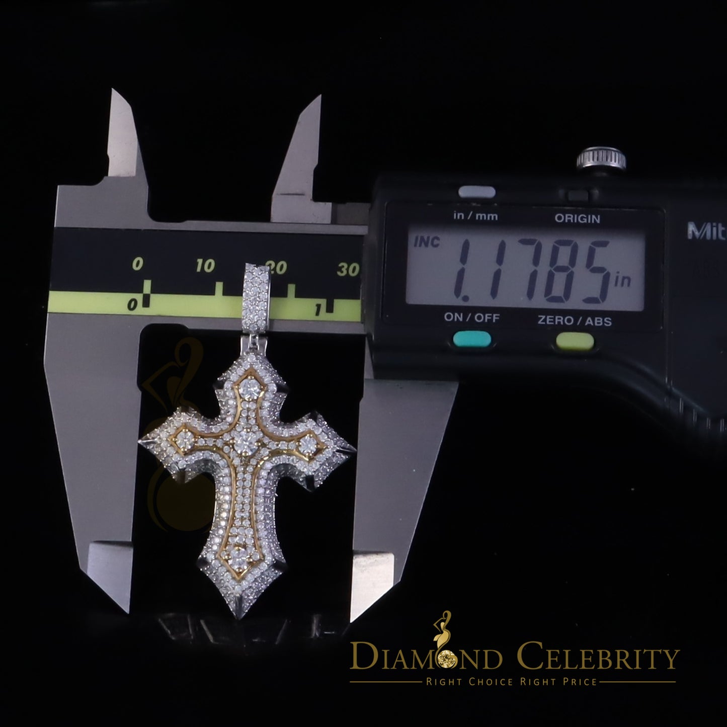 Diamondcelebritees 2.5ct VVS D Moissanite White Tricolor 1.2" Silver Charm Cross Pendant Men/ Women