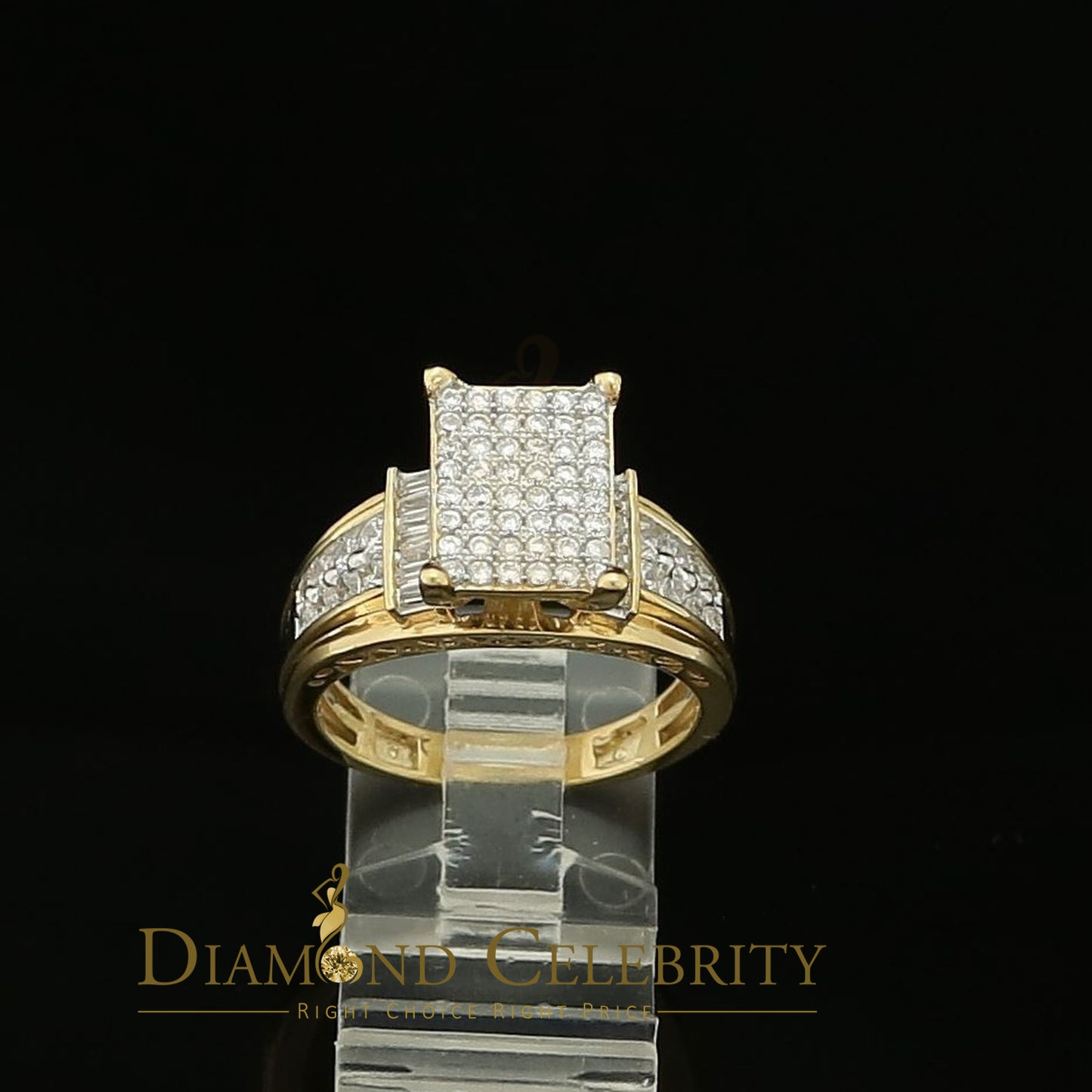 DiamondCelebritees New Big Look 925 Yellow Silver2.08ct Cubic Zirconia Style Cinderella Ring size 9
