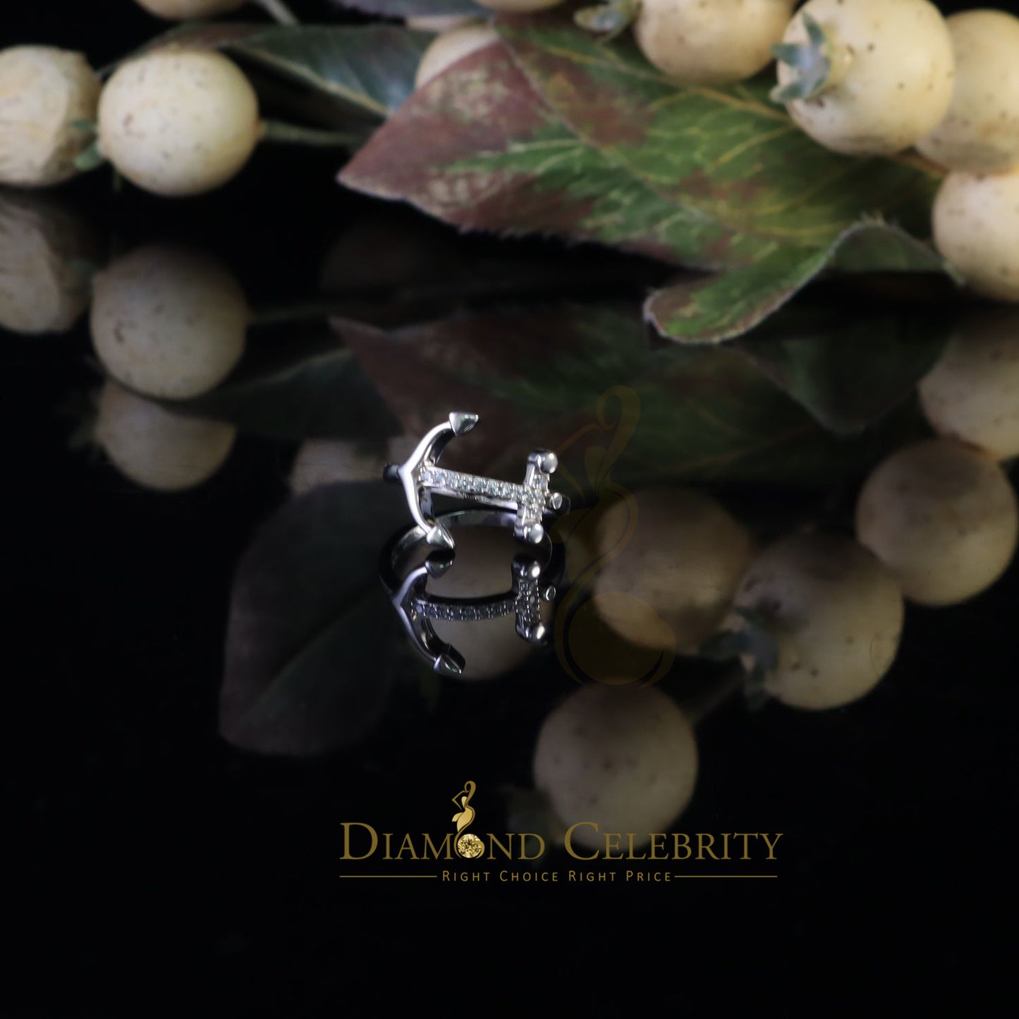 DiamondCelebritees 925 Sterling White Silver Shiny -Shaped 0.15ct Cubic Zirconia Womens Ring Size 7