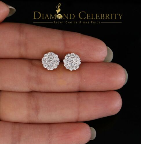 DiamondCelebritees 925 Yellow Silver Aretes Para Hombre 0.87ct Cubic Zirconia Round Women's Earring