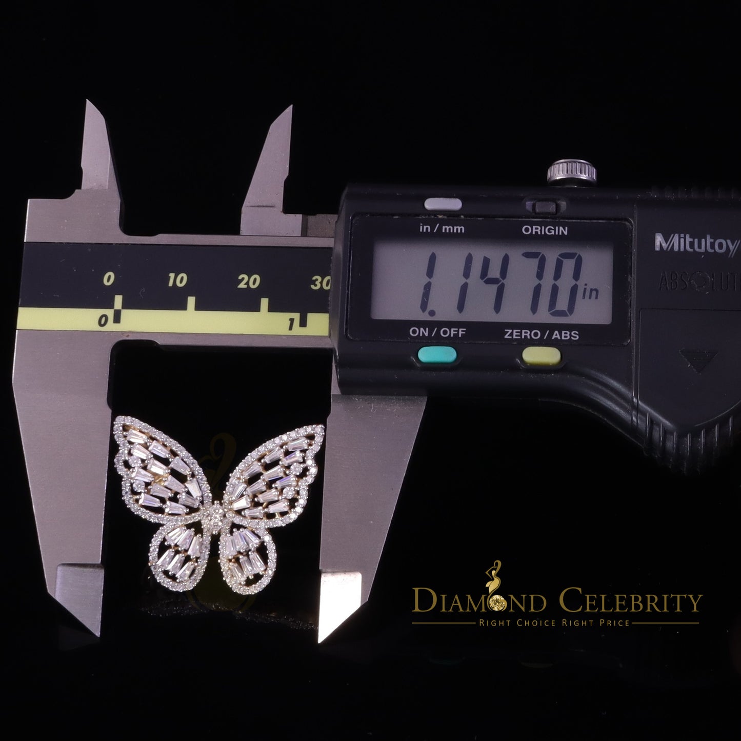 Diamondcelebritees Yellow Men's/Womens 925 Silver1.75ct VVS 'D' Moissanite Butterfly Pendant
