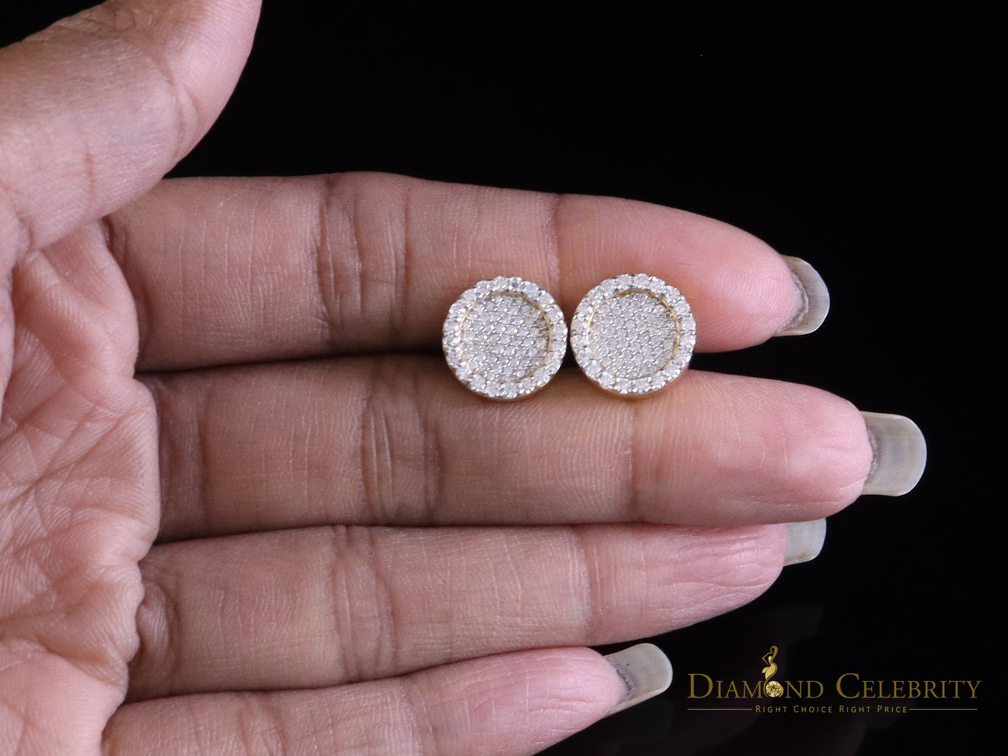 DiamondCelebritees 925 Yellow Silver 1.00ct VVS 'D' Moissanite Round Stud Earring Men's/Womens